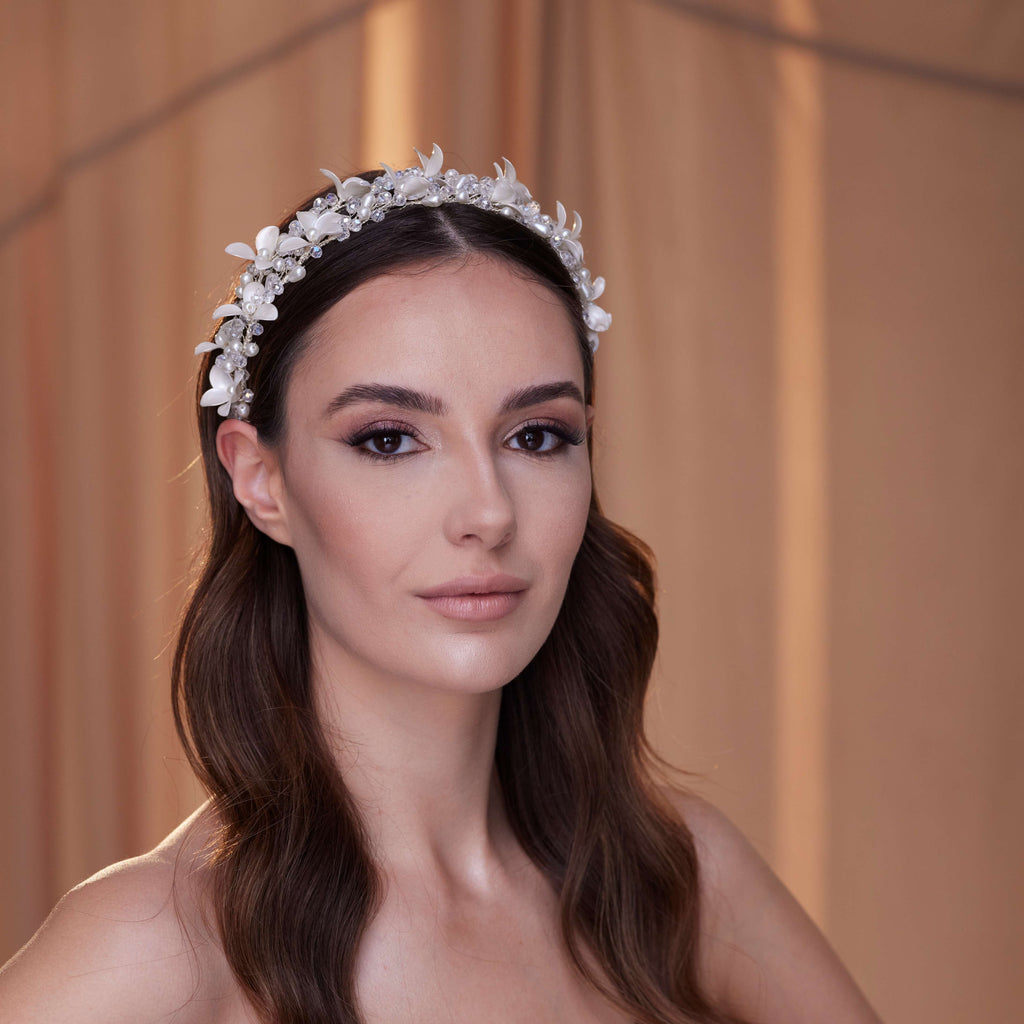 Elegant Crystal Resin Flower Hair Band – Bridal Port, view 5