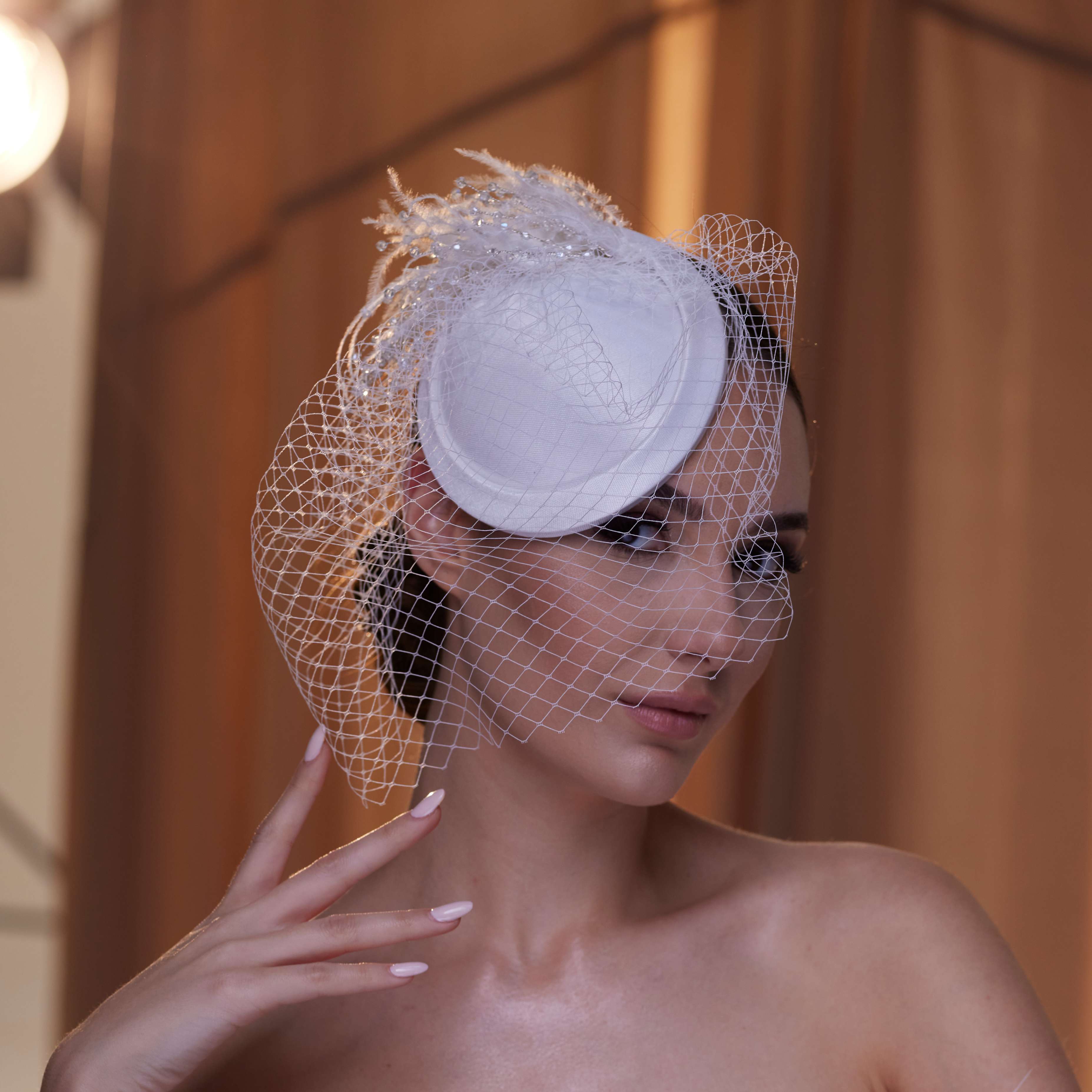 Birdcage Veil with Feathers – Bridal Port, view 5