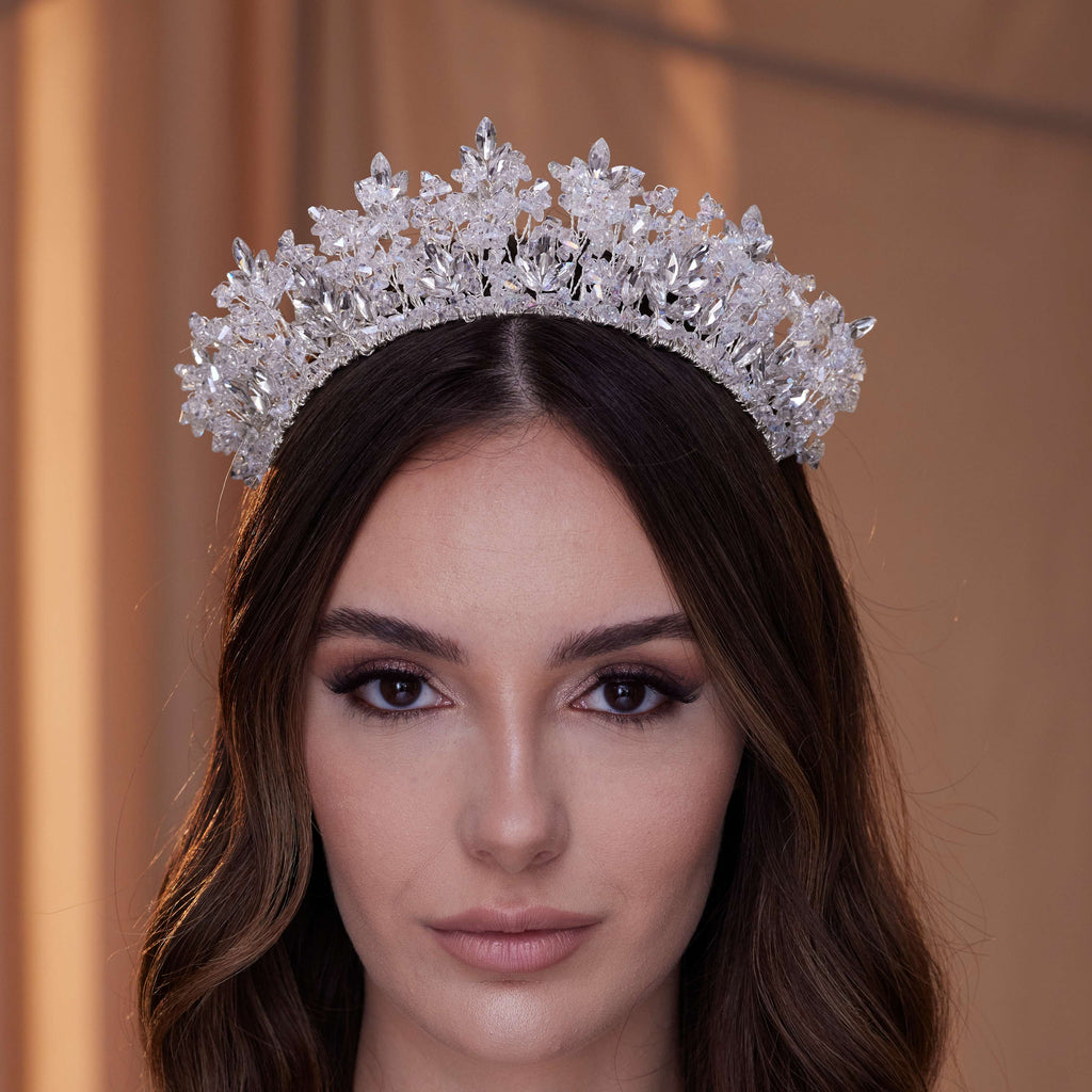 Sparkling Crystal Bead Rhinestone Tiara – Bridal Port, view 6