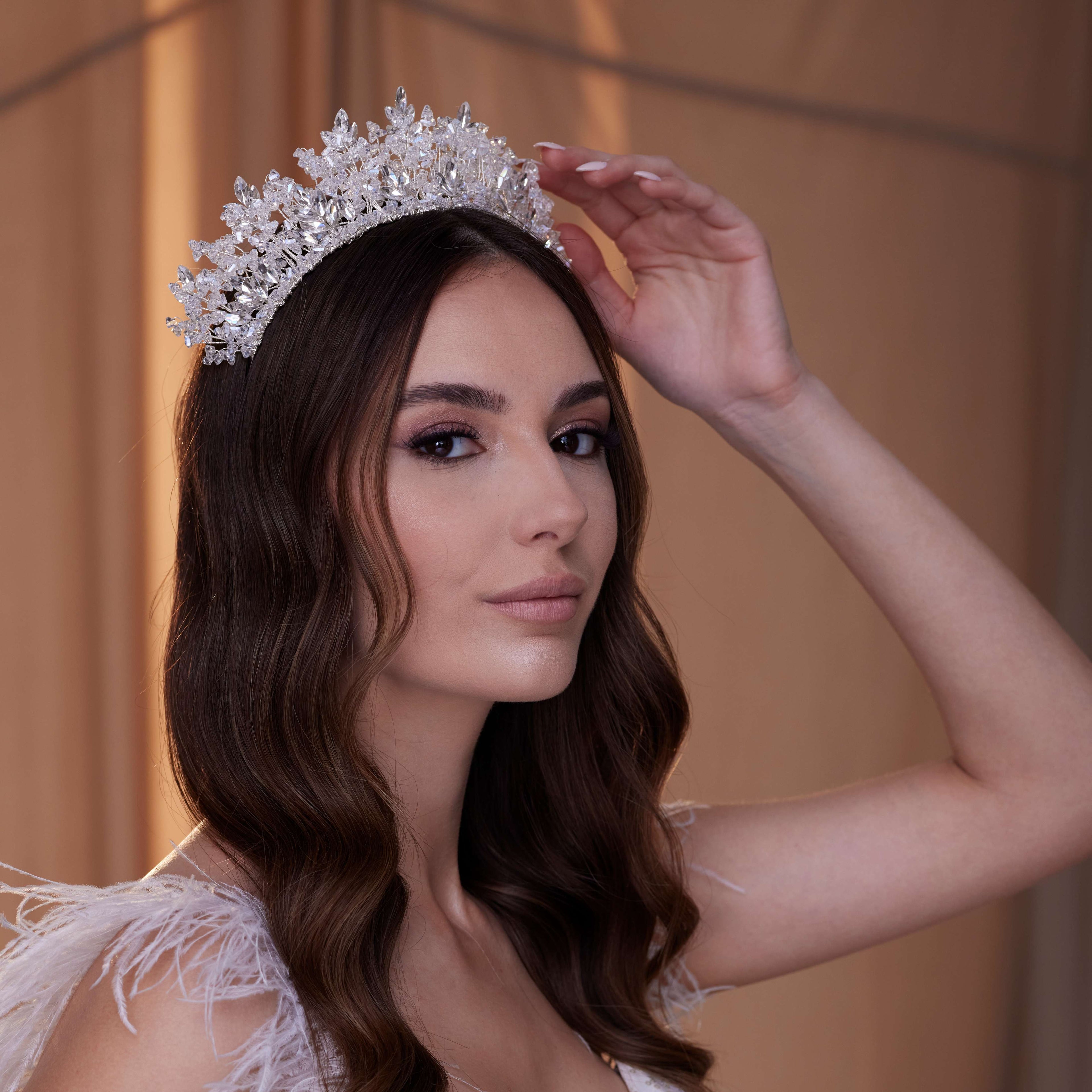 Sparkling Crystal Bead Rhinestone Tiara – Bridal Port, view 2