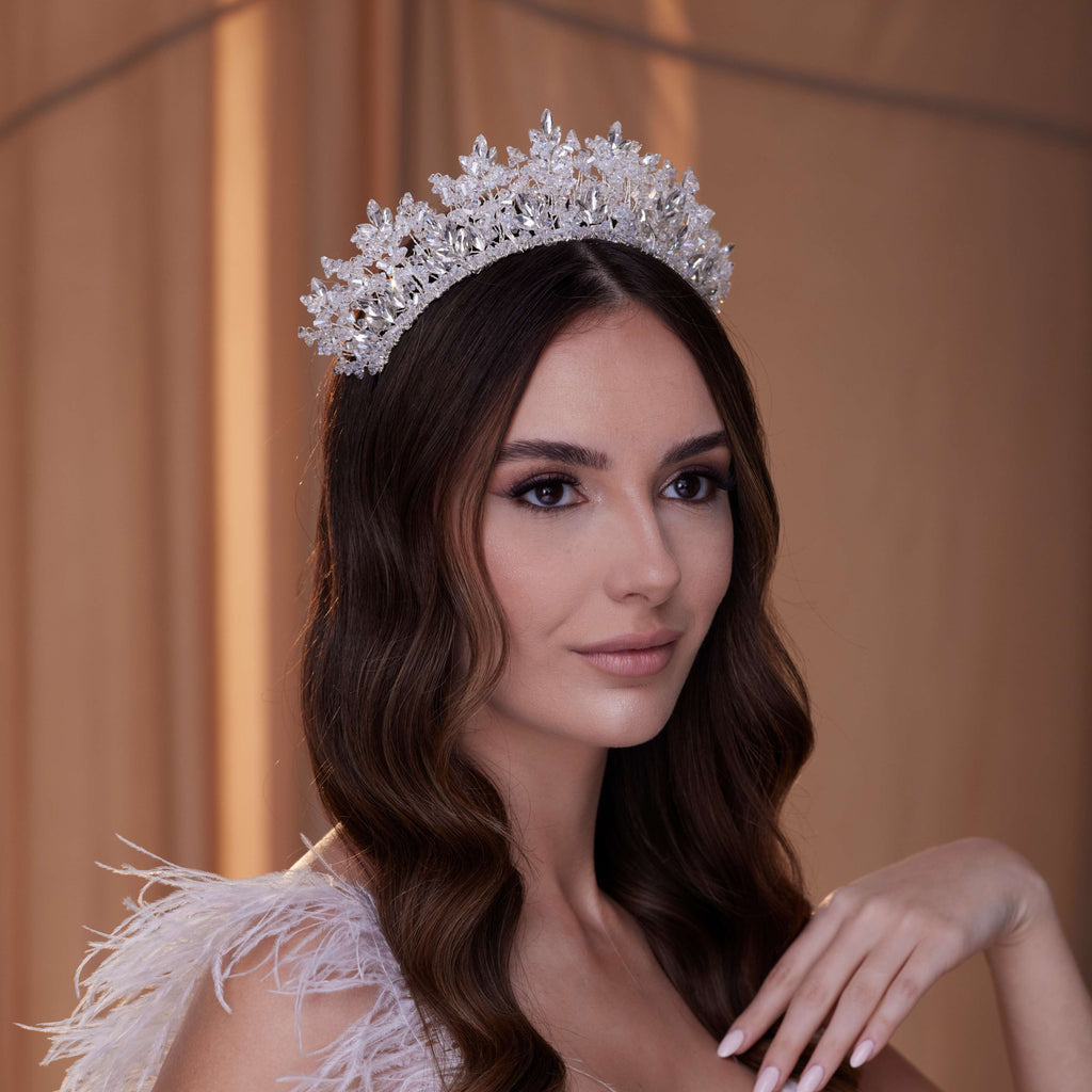 Sparkling Crystal Bead Rhinestone Tiara – Bridal Port, view 3