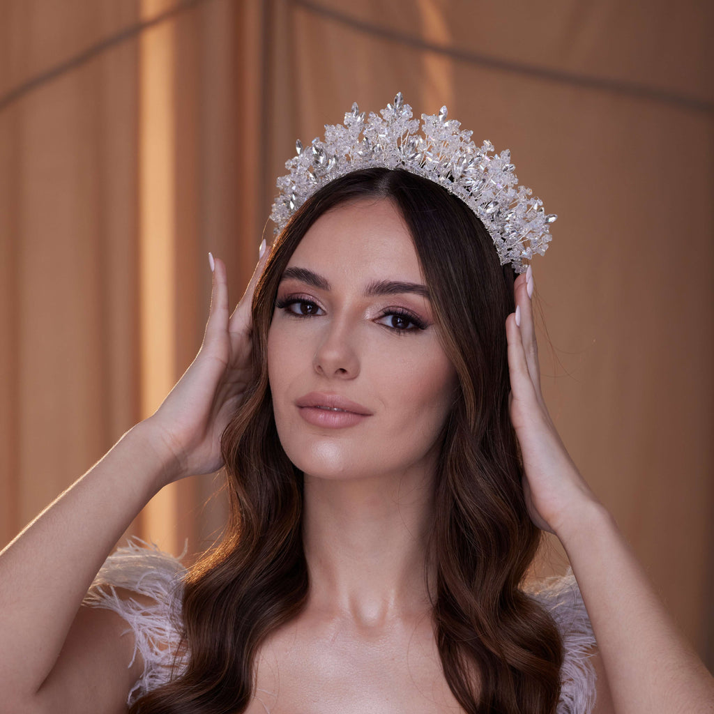 Sparkling Crystal Bead Rhinestone Tiara – Bridal Port, view 4