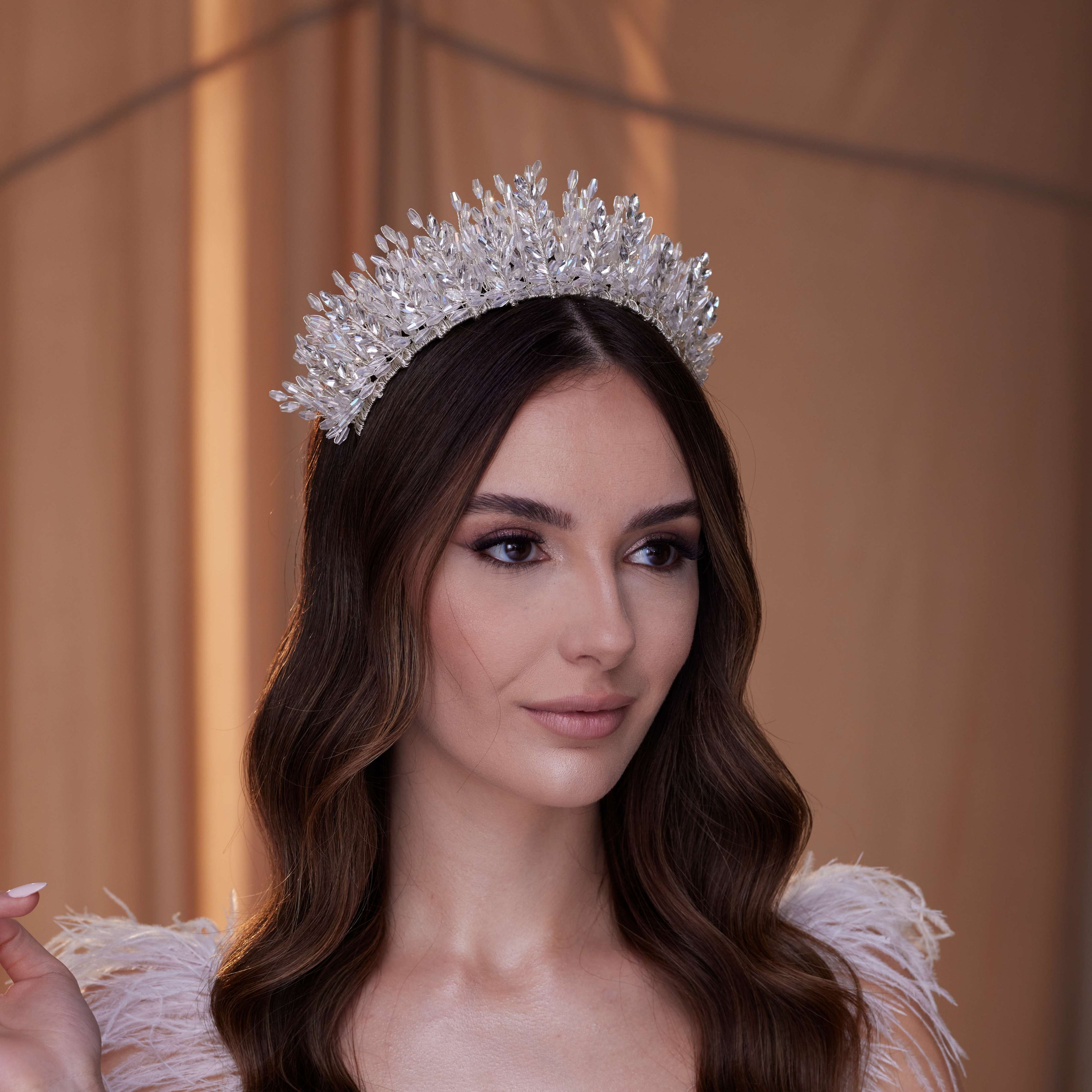 Elegant Crystal Bead and Rhinestone Wedding Tiara – Bridal Port, view 4
