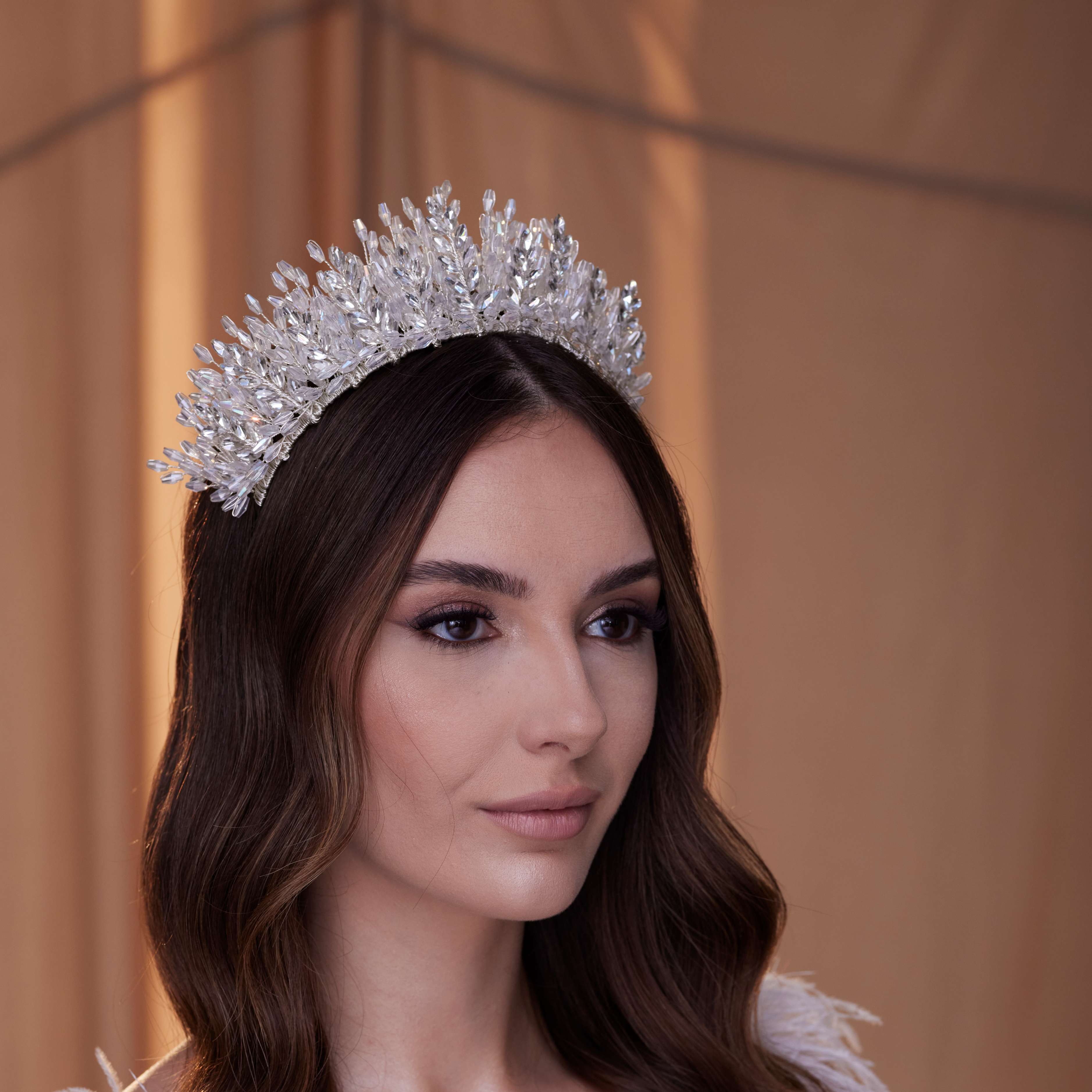 Elegant Crystal Bead and Rhinestone Wedding Tiara – Bridal Port, view 5