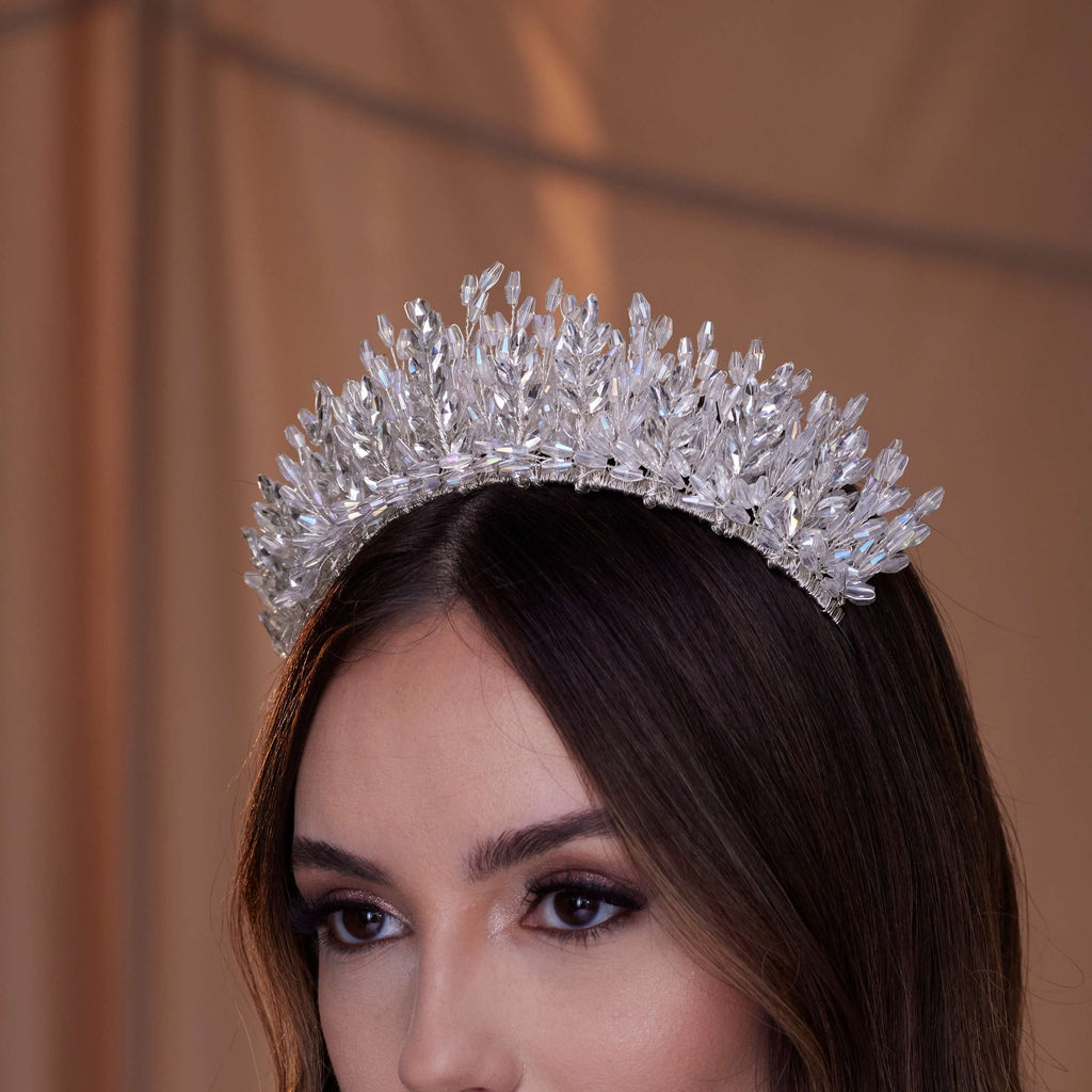 Elegant Crystal Bead and Rhinestone Wedding Tiara – Bridal Port, view 7