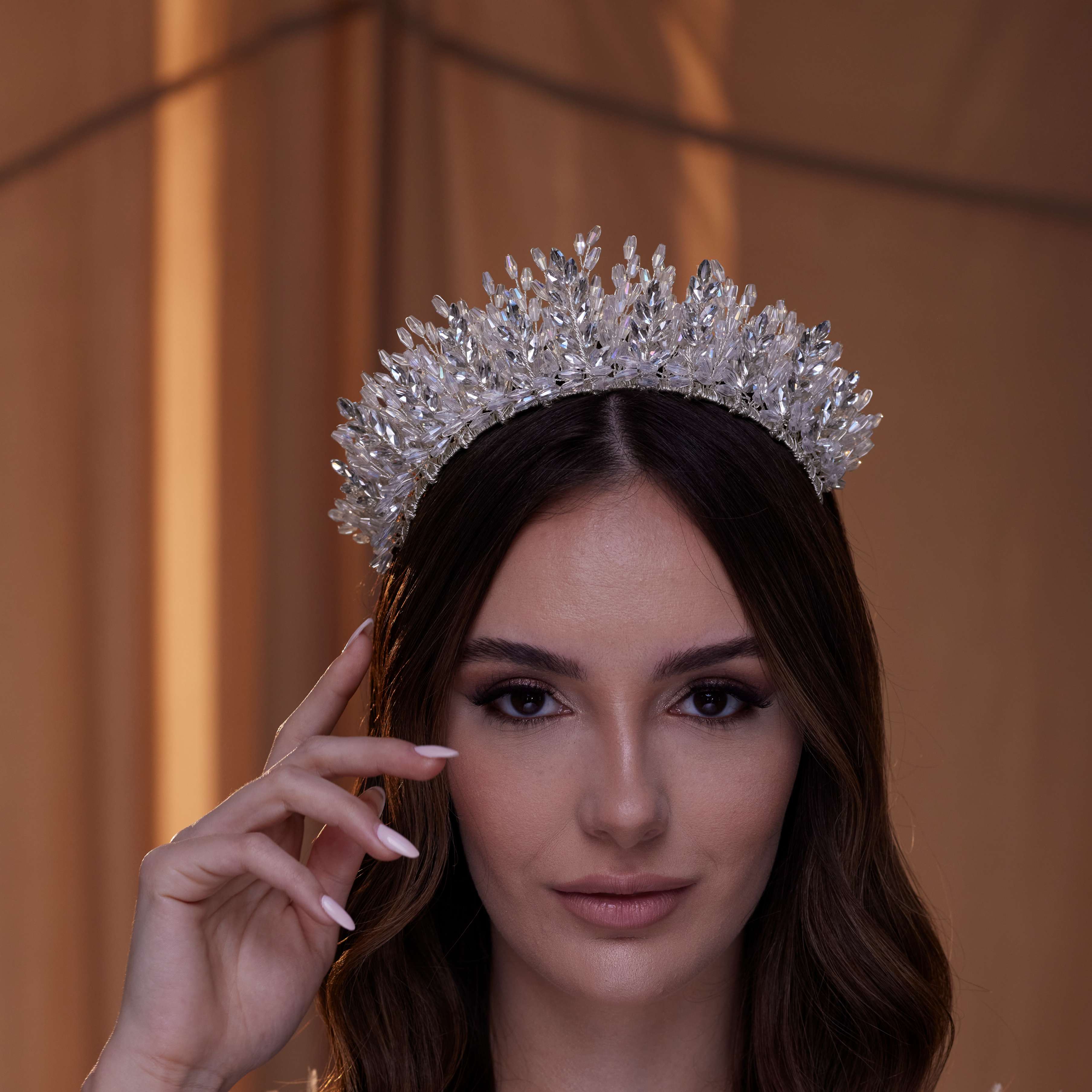 Elegant Crystal Bead and Rhinestone Wedding Tiara – Bridal Port, view 2