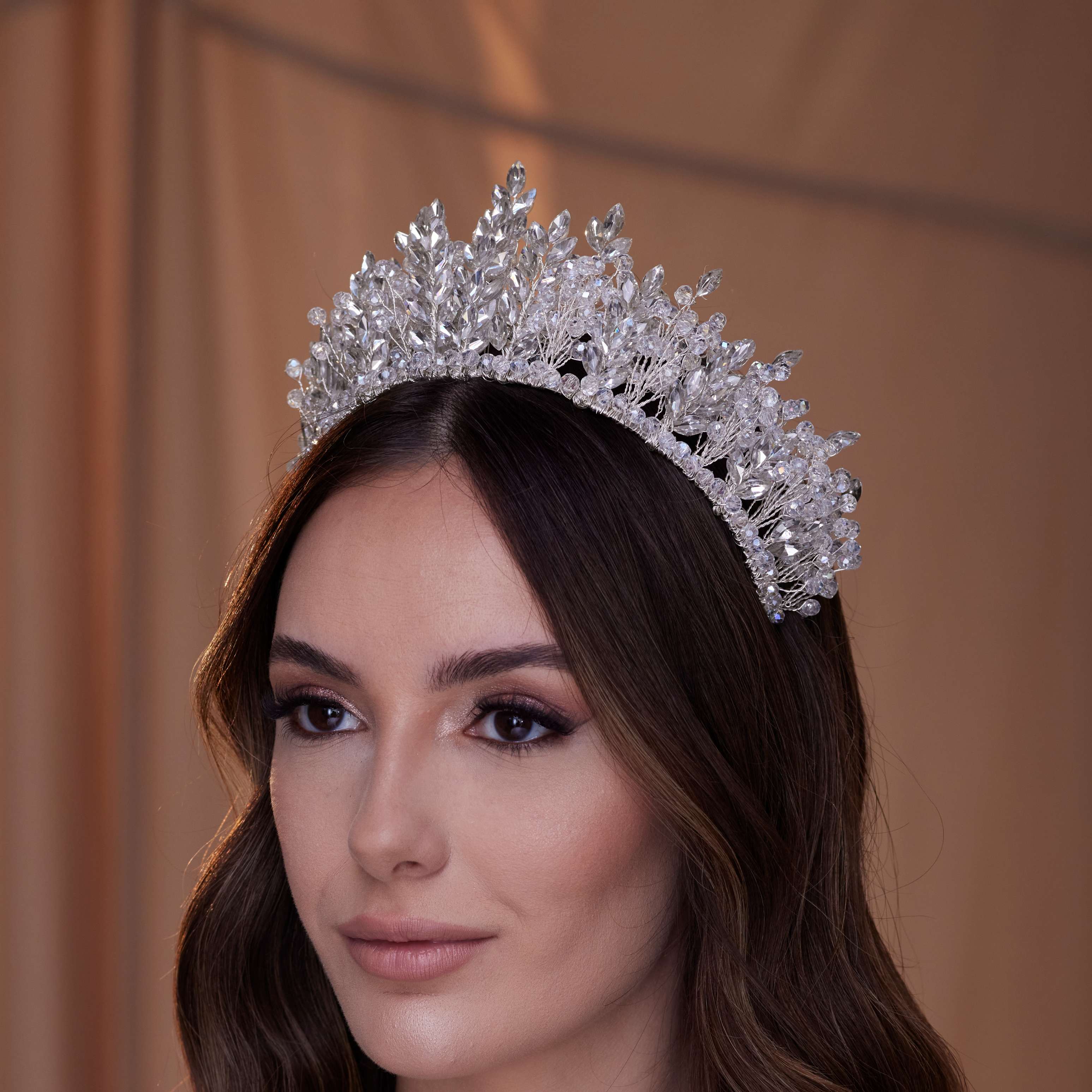 Sparkling Crystal Bead and Rhinestone Tiara – Bridal Port, view 2