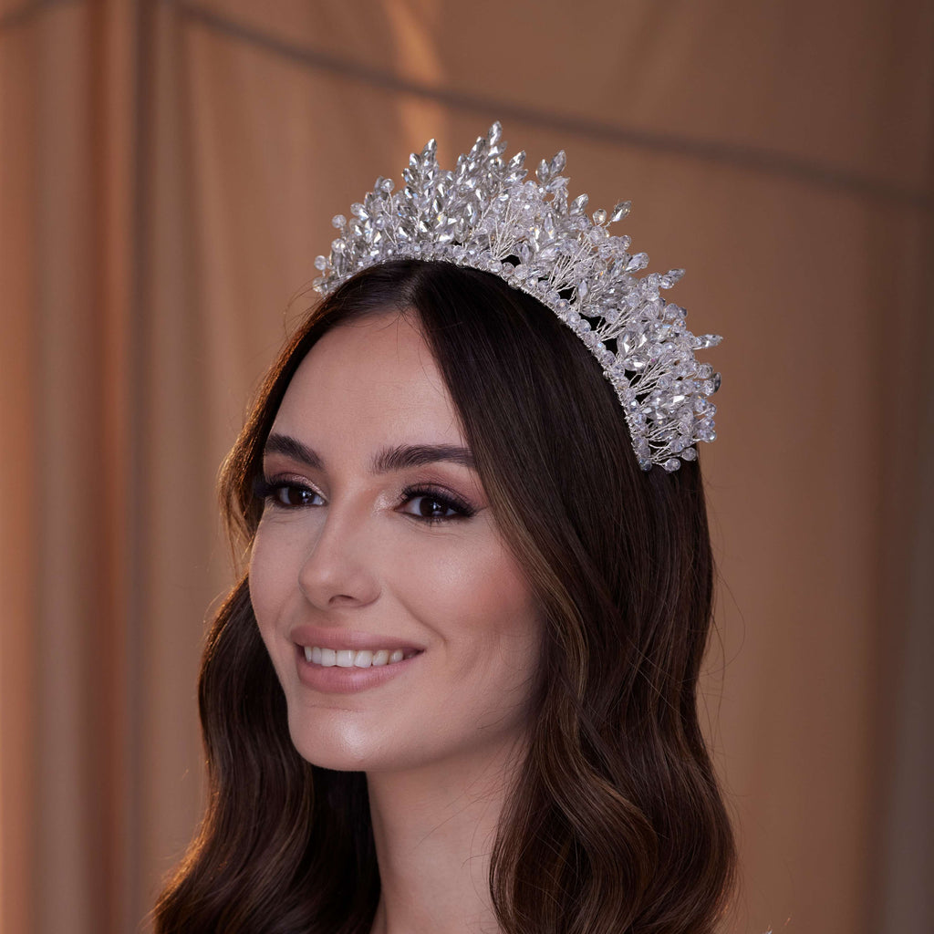 Sparkling Crystal Bead and Rhinestone Tiara – Bridal Port, view 3