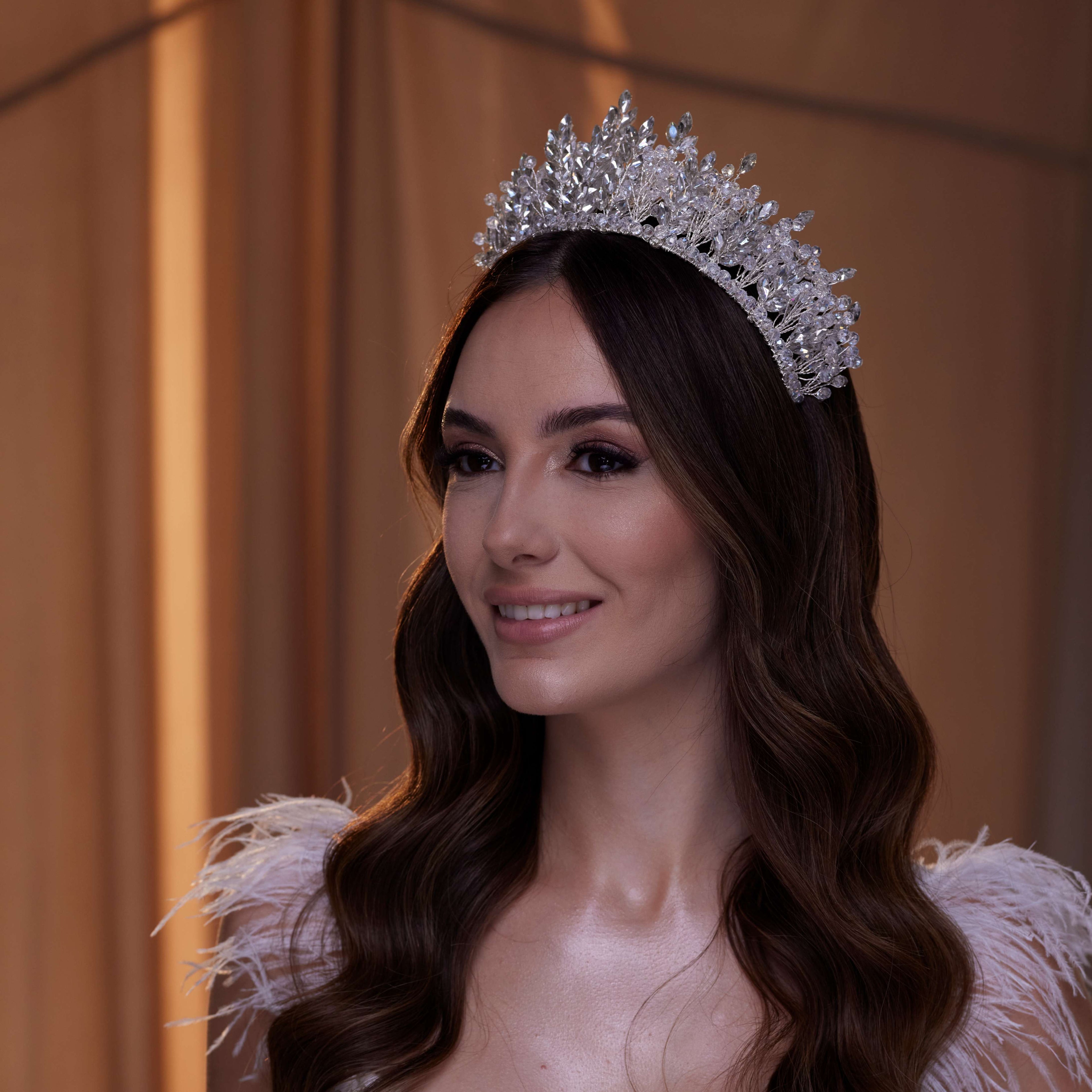 Sparkling Crystal Bead and Rhinestone Tiara – Bridal Port, view 4