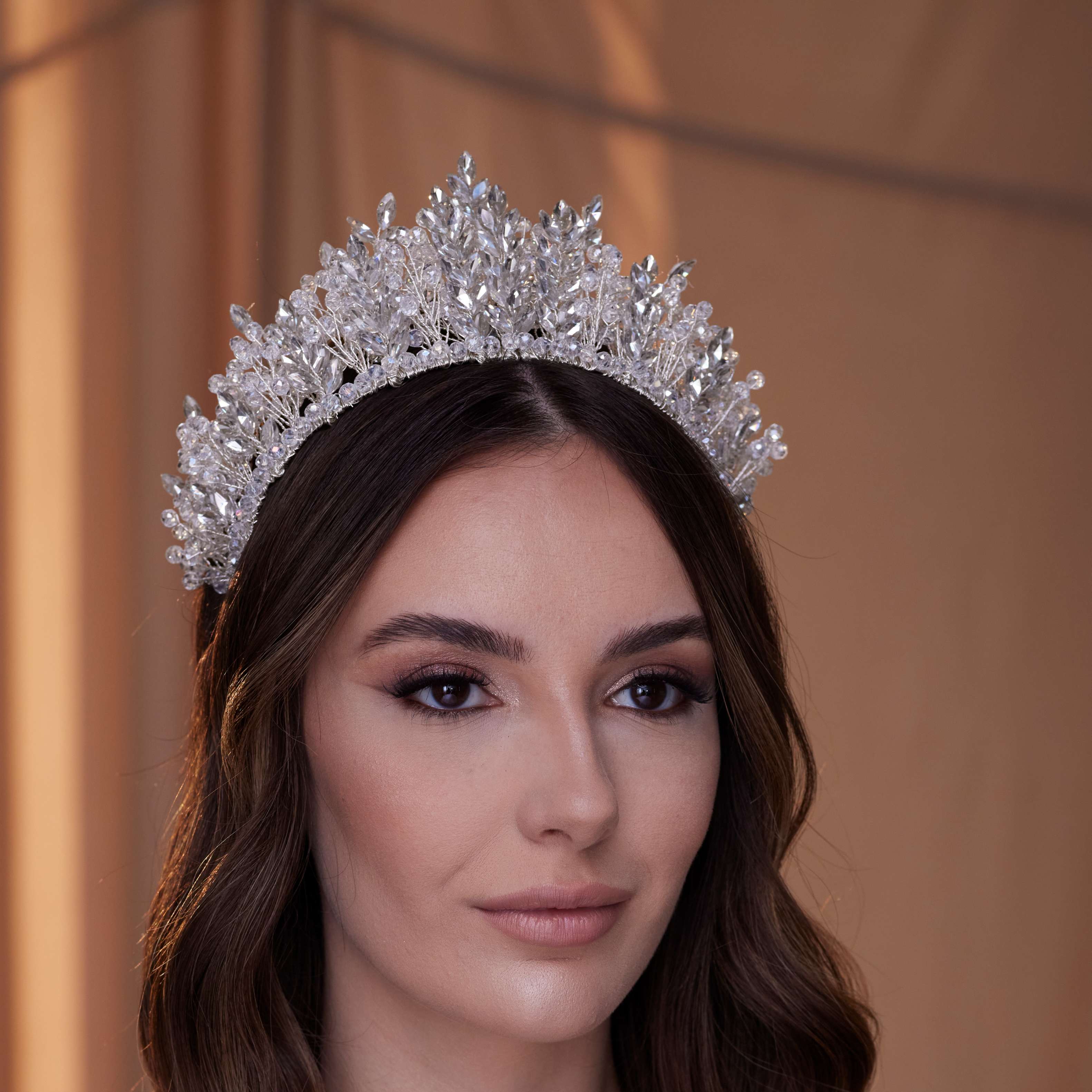 Sparkling Crystal Bead and Rhinestone Tiara – Bridal Port, view 6