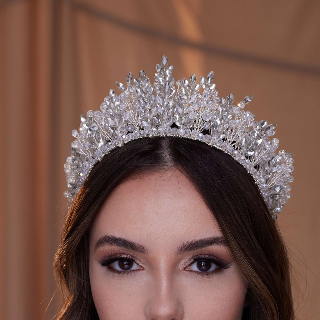 Sparkling Crystal Bead and Rhinestone Tiara – Bridal Port, view 7
