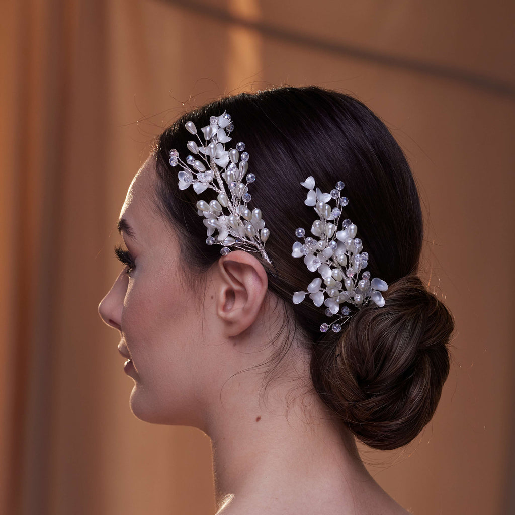 2-Piece Crystal Beaded Hair Vine Set – Bridal Port, view 3