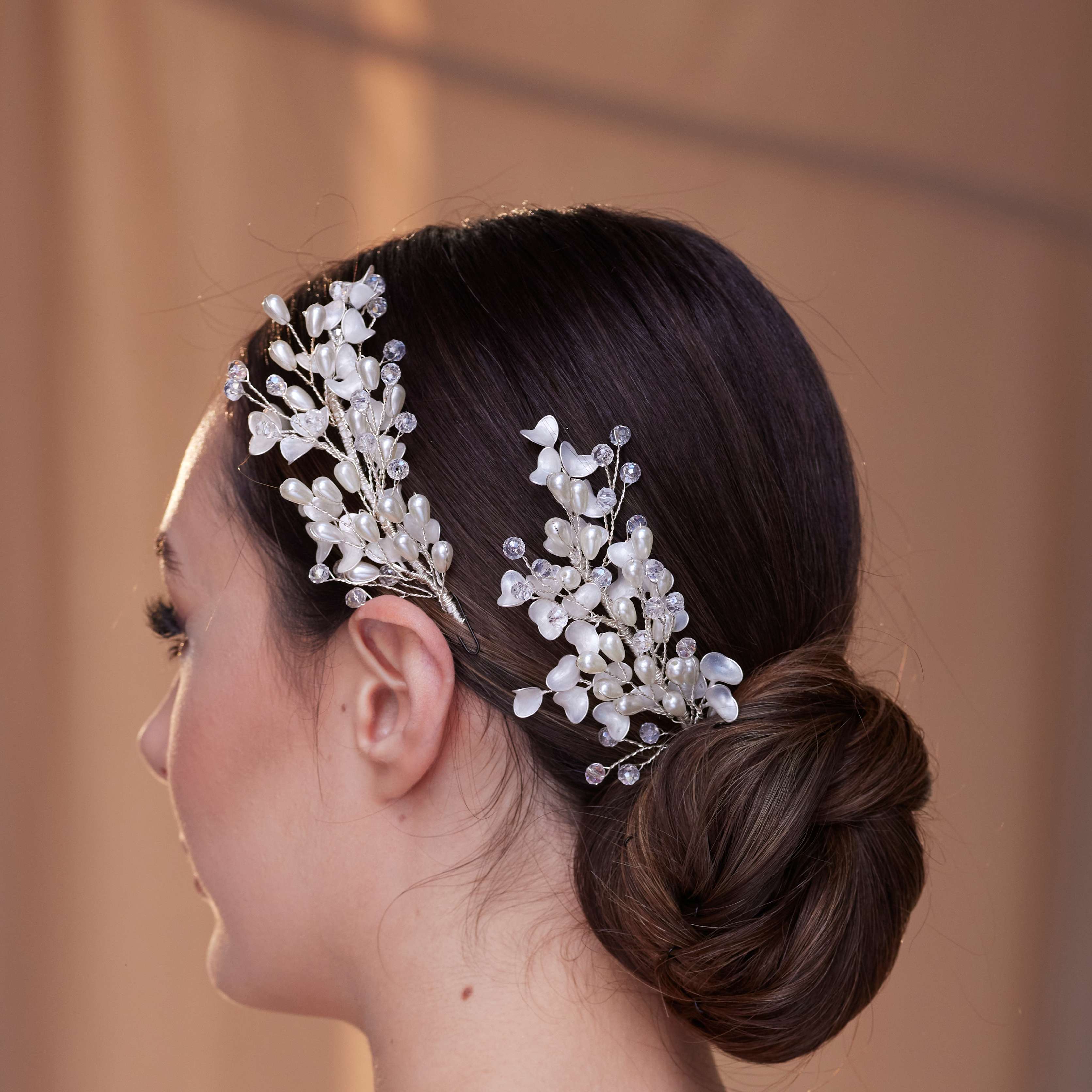 2-Piece Crystal Beaded Hair Vine Set – Bridal Port, view 4