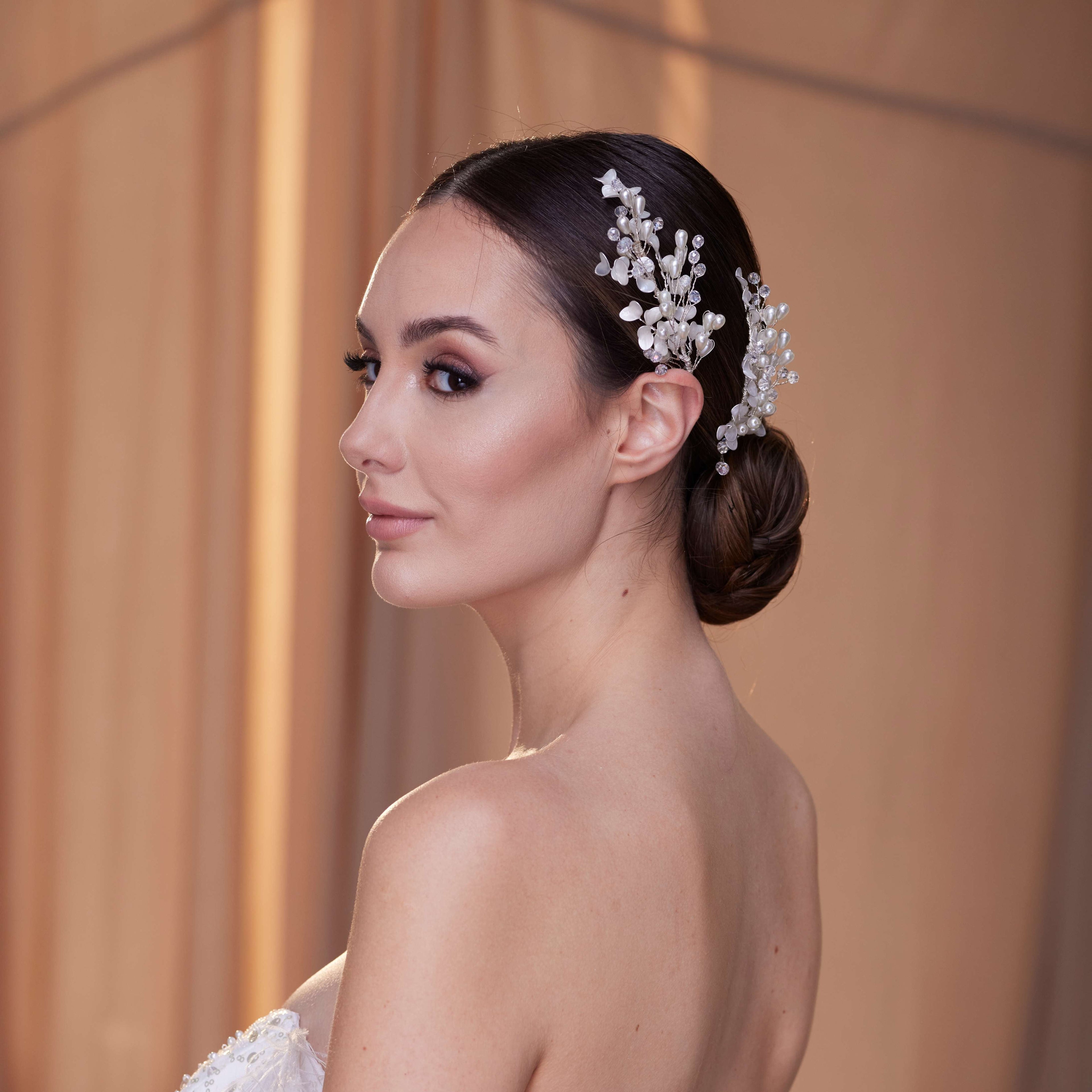 2-Piece Crystal Beaded Hair Vine Set – Bridal Port, view 5