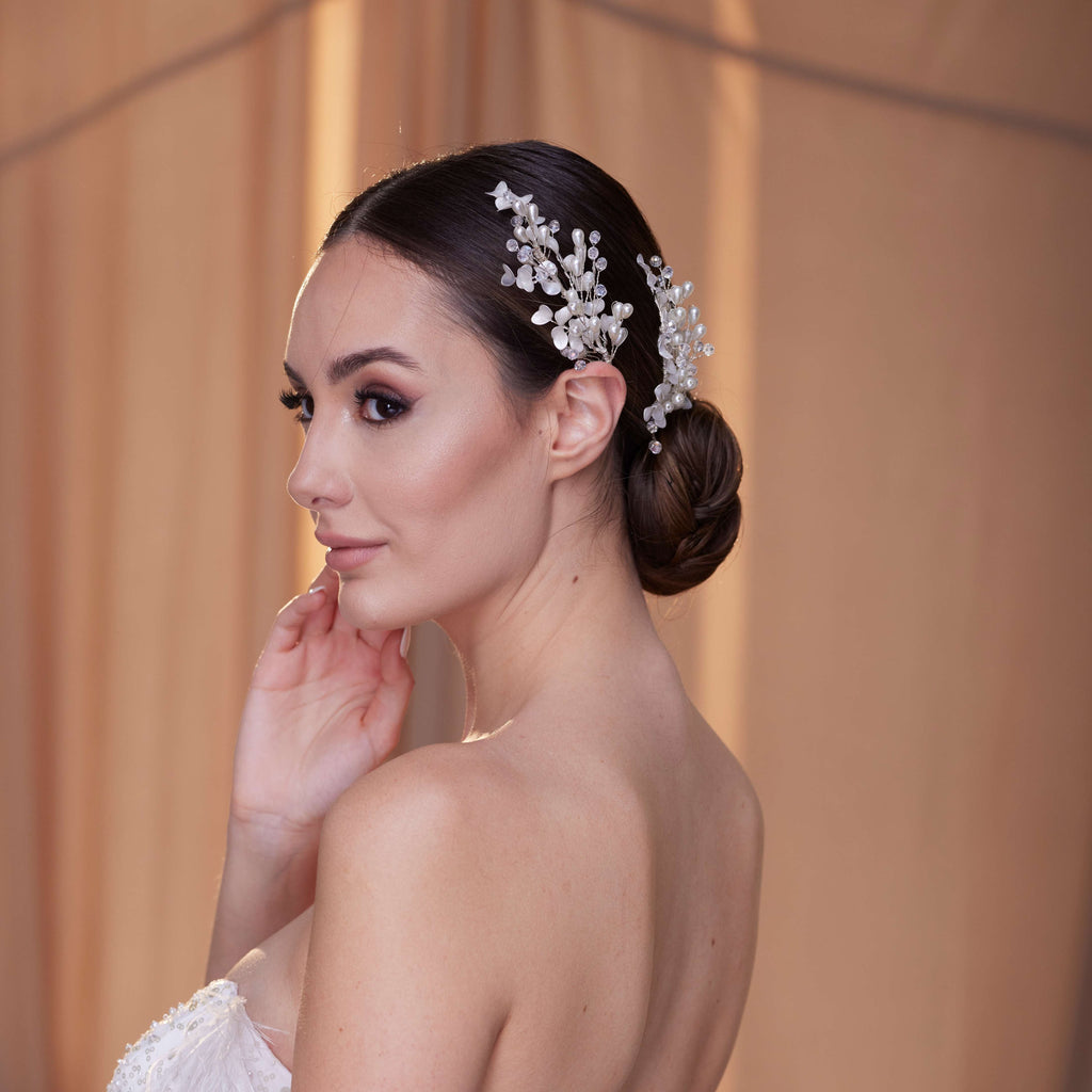 2-Piece Crystal Beaded Hair Vine Set – Bridal Port, view 2