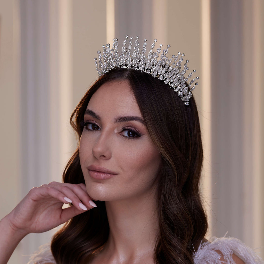 Luxury Crystal Stone Tiara – Bridal Port, view 2