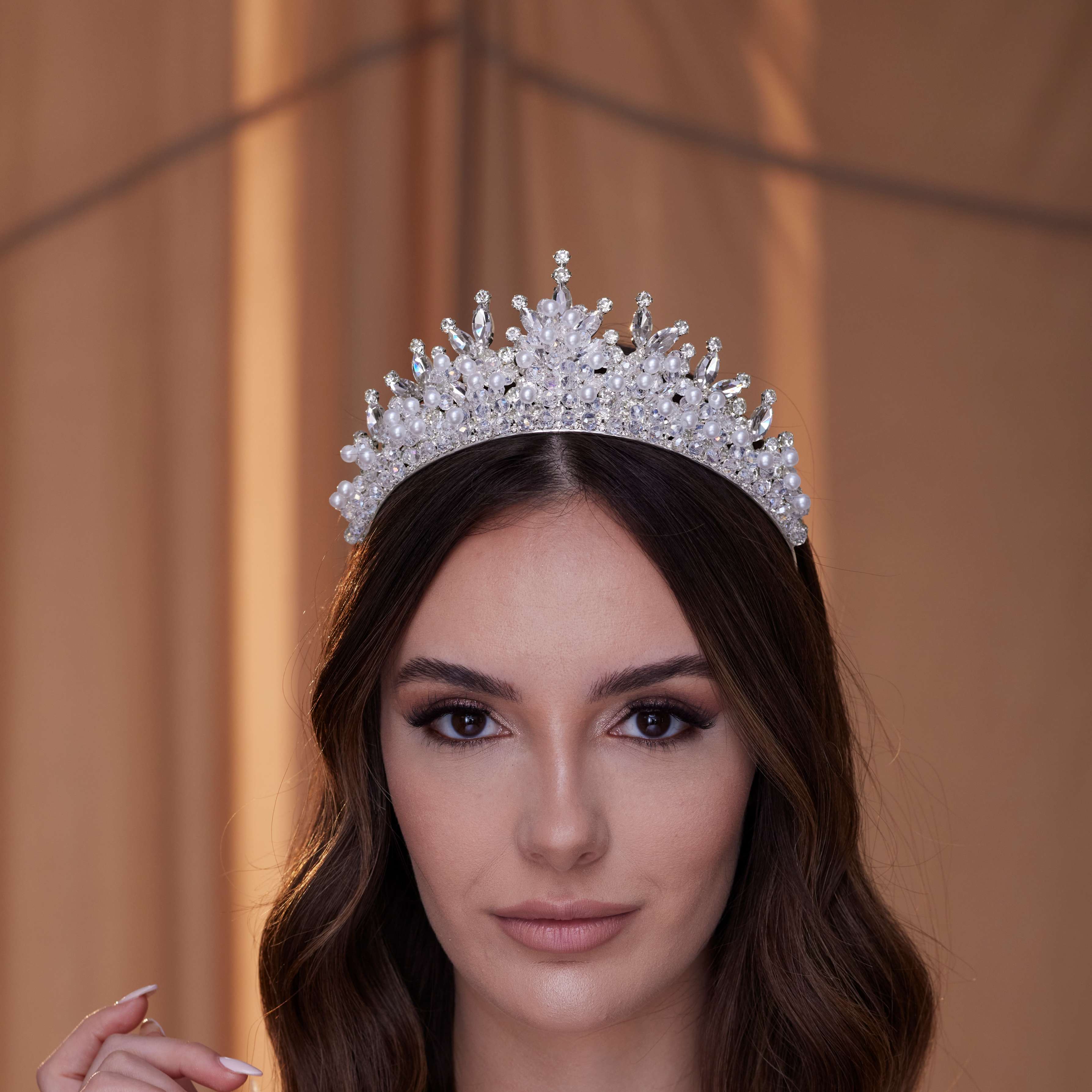 Crystal and Pearl Tiara – Bridal Port, view 2