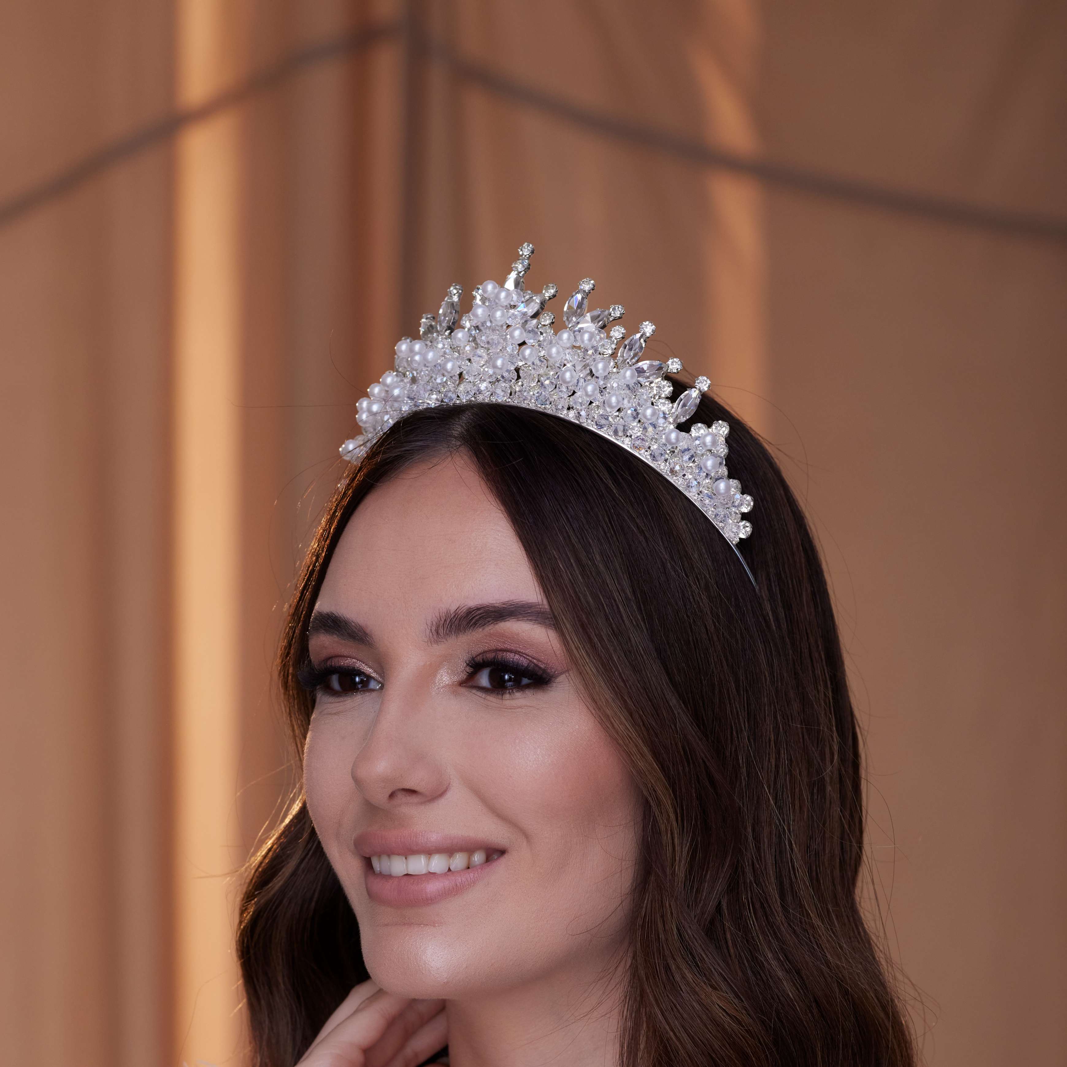 Crystal and Pearl Tiara – Bridal Port, view 3