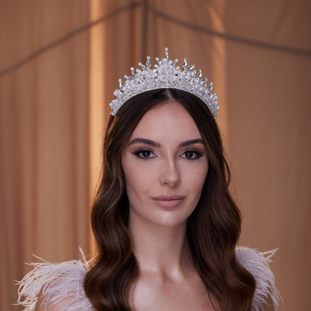 Crystal and Pearl Tiara – Bridal Port, view 4