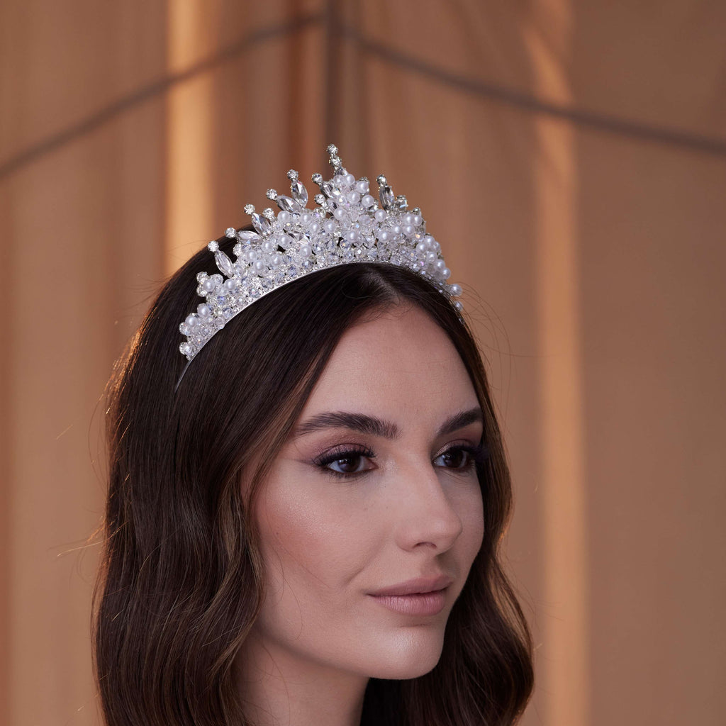Crystal and Pearl Tiara – Bridal Port, view 5