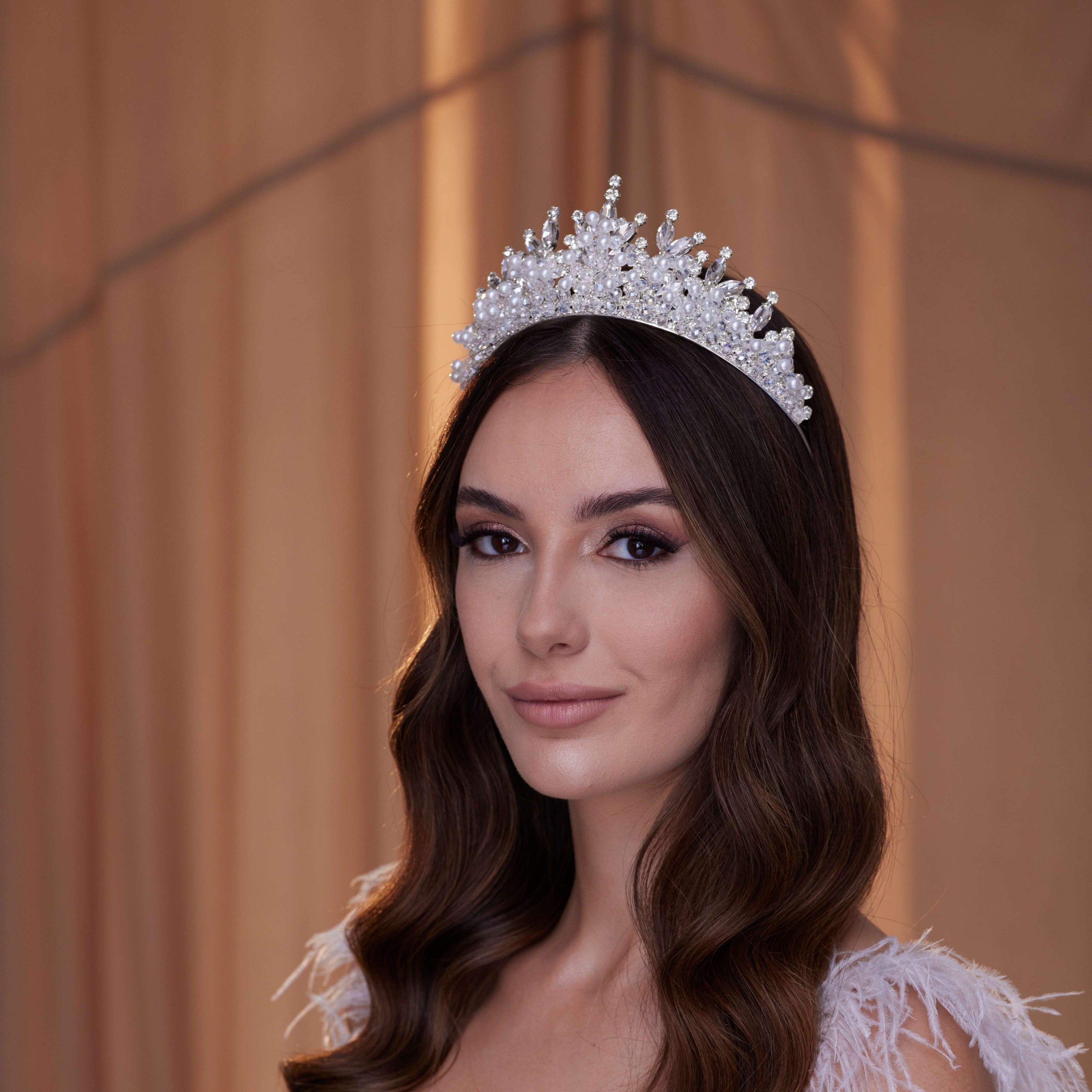 Crystal and Pearl Tiara – Bridal Port, view 7
