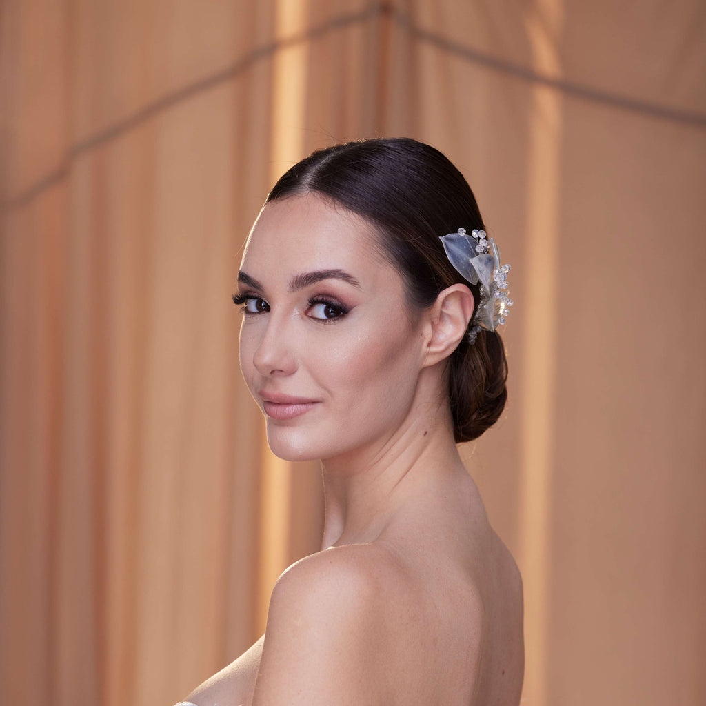 Elegant Resin Leaf and Crystal Beaded Headpiece – Bridal Port, view 2