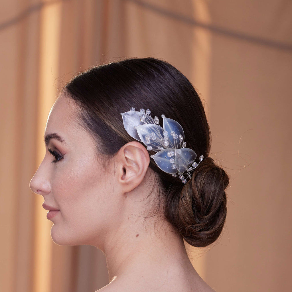 Elegant Resin Leaf and Crystal Beaded Headpiece – Bridal Port, view 5