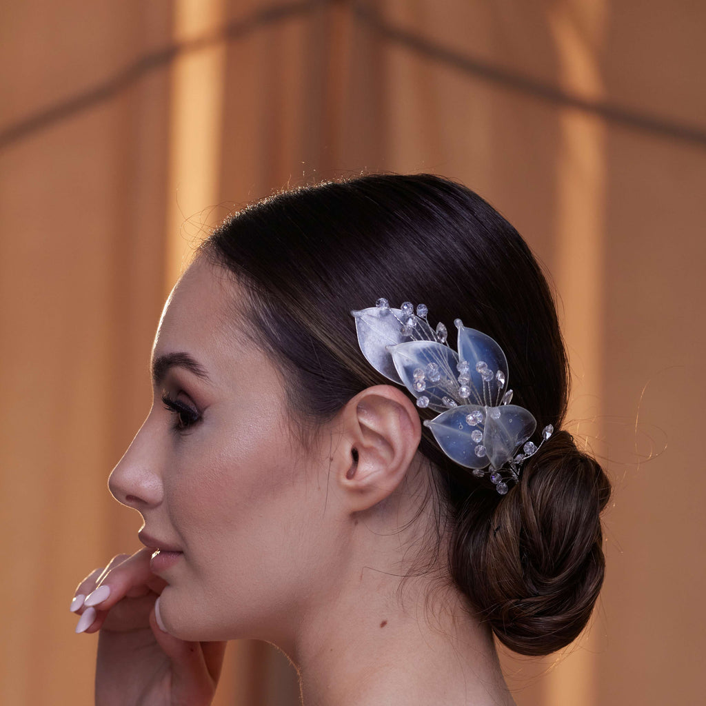 Elegant Resin Leaf and Crystal Beaded Headpiece – Bridal Port