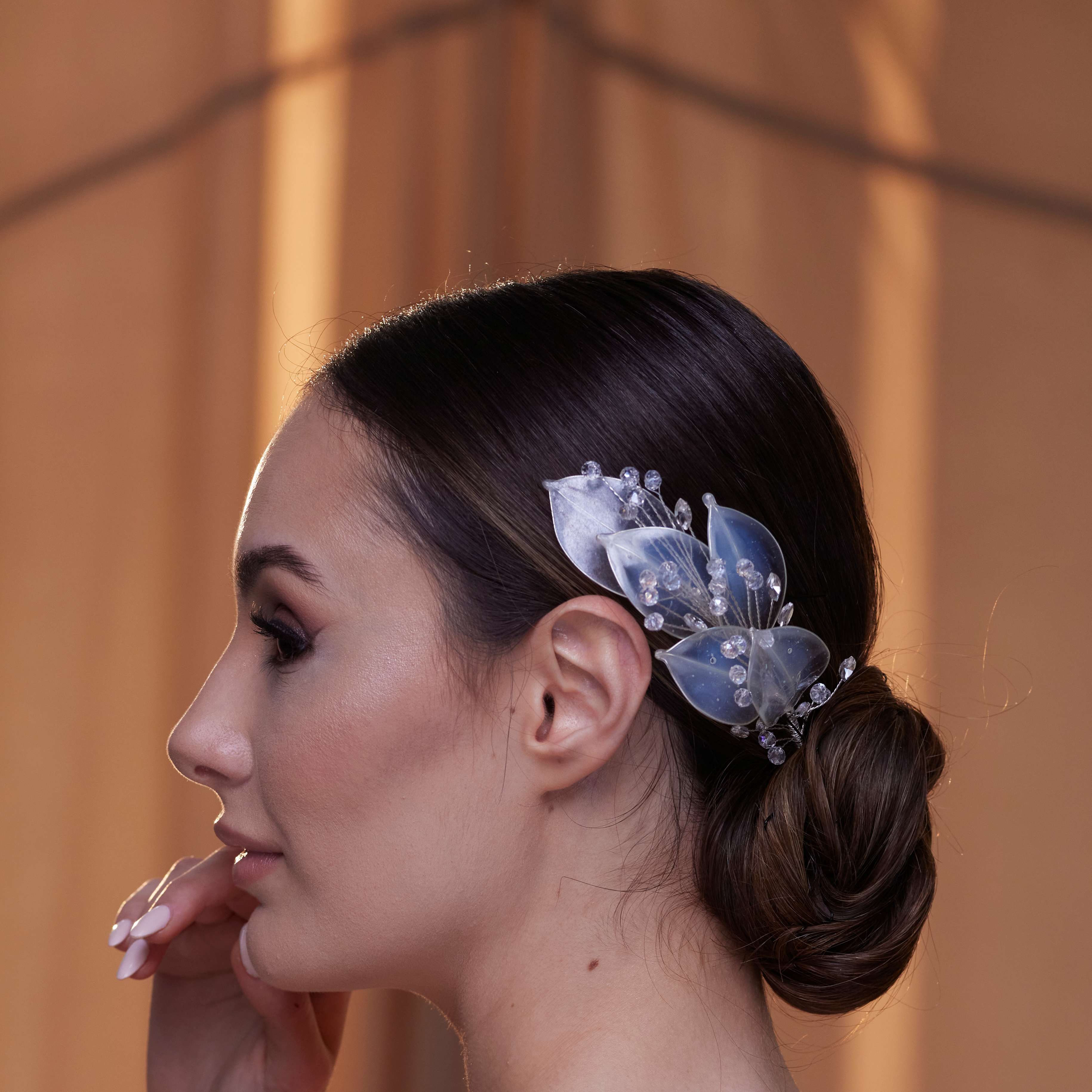 Elegant Resin Leaf and Crystal Beaded Headpiece – Bridal Port