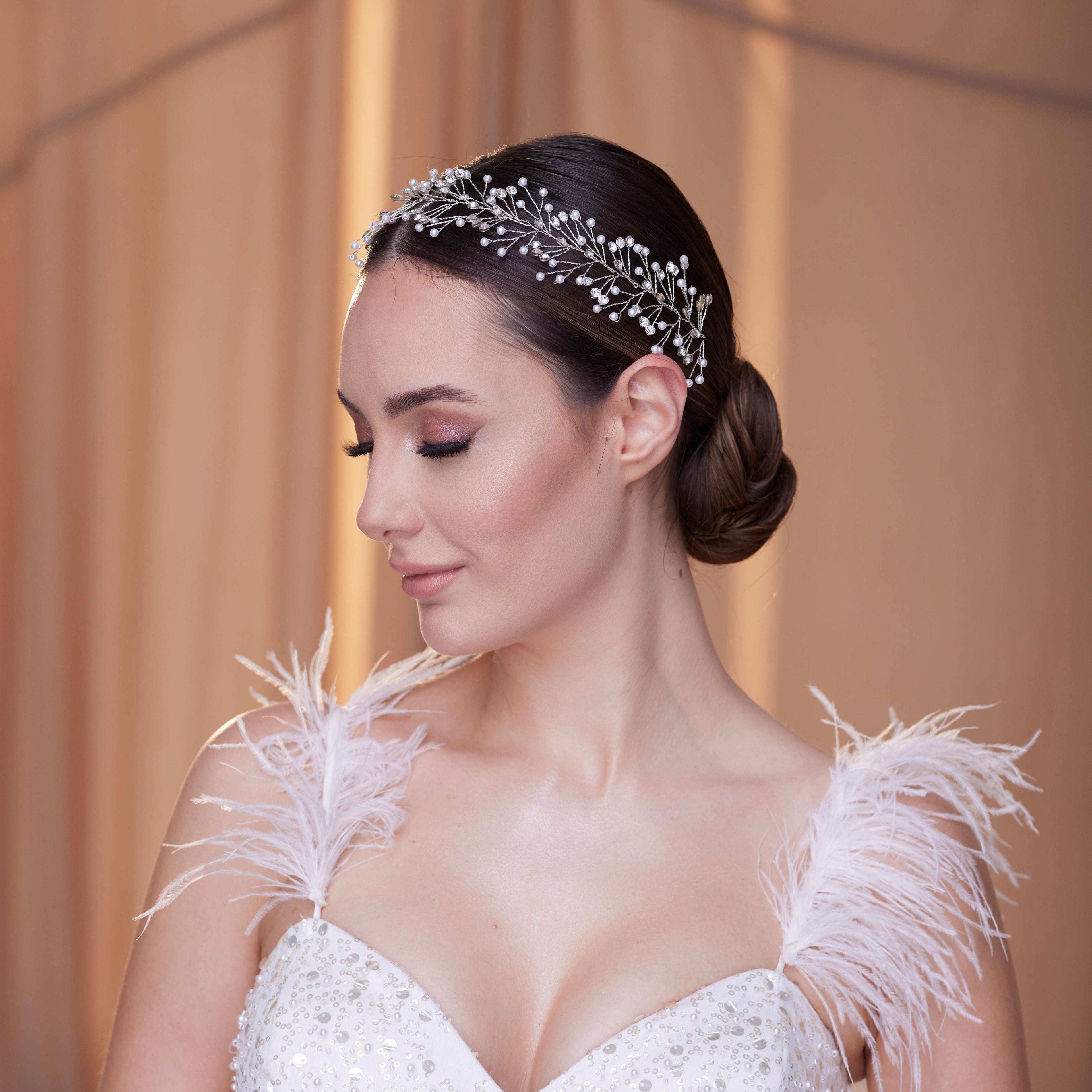 Crystal and Pearl Bridal Hairvine – Bridal Port, view 4