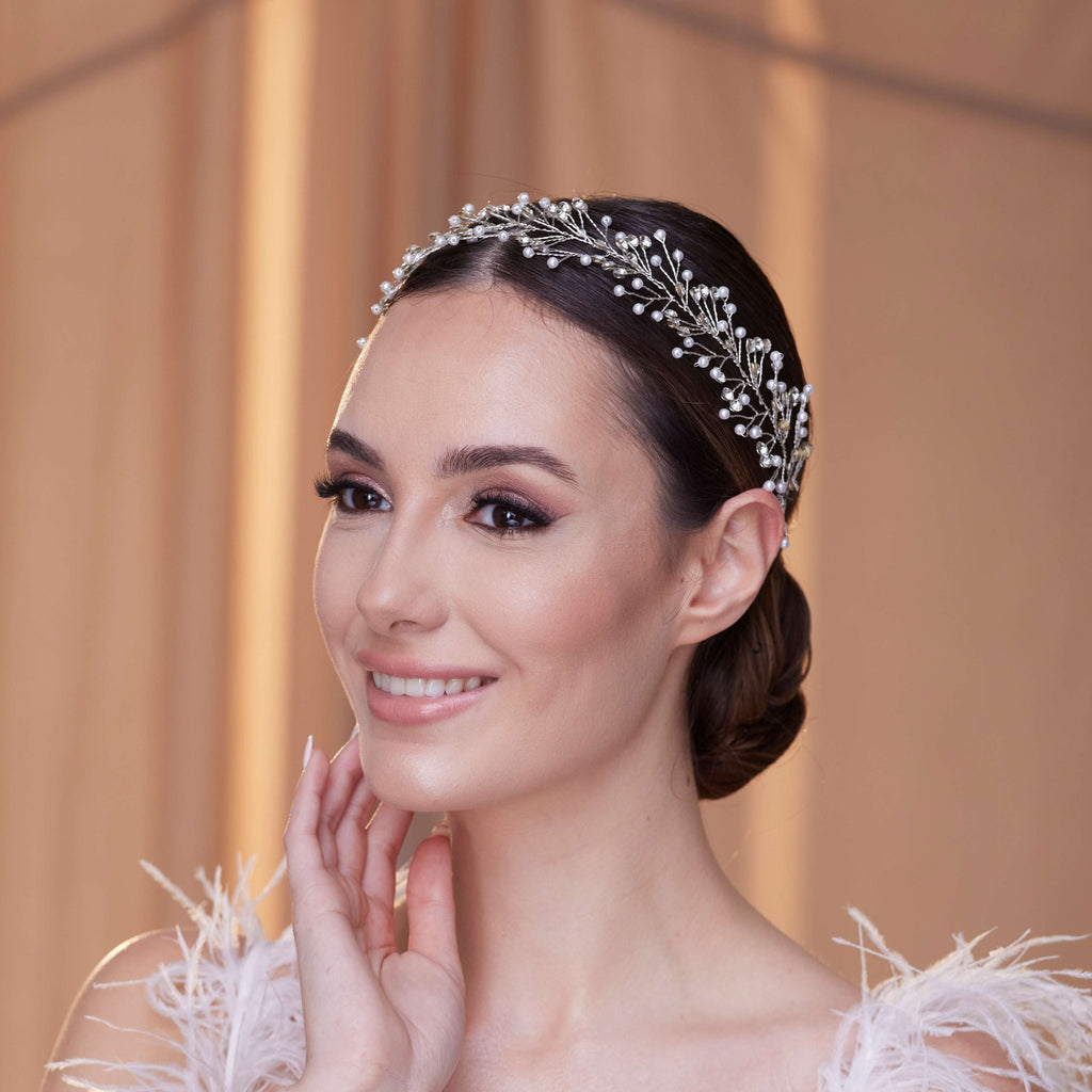 Crystal and Pearl Bridal Hairvine – Bridal Port