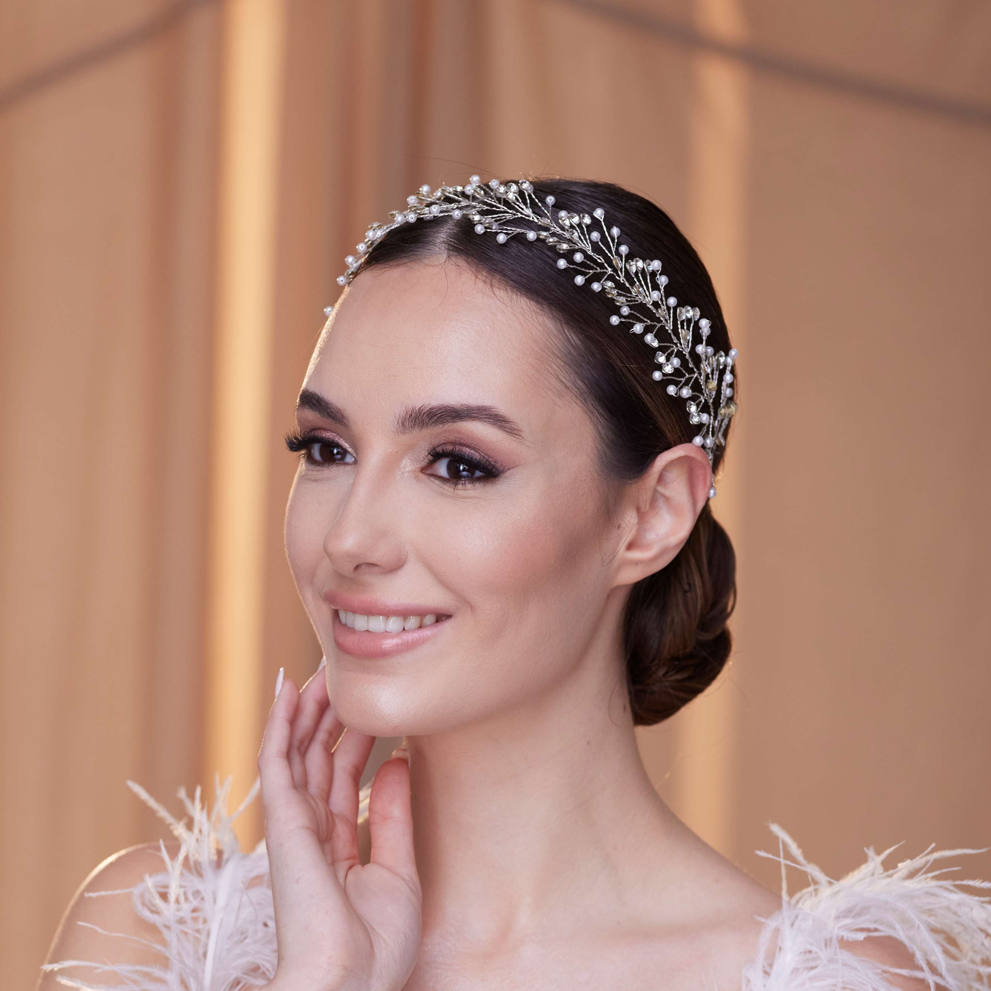 Crystal and Pearl Bridal Hairvine – Bridal Port