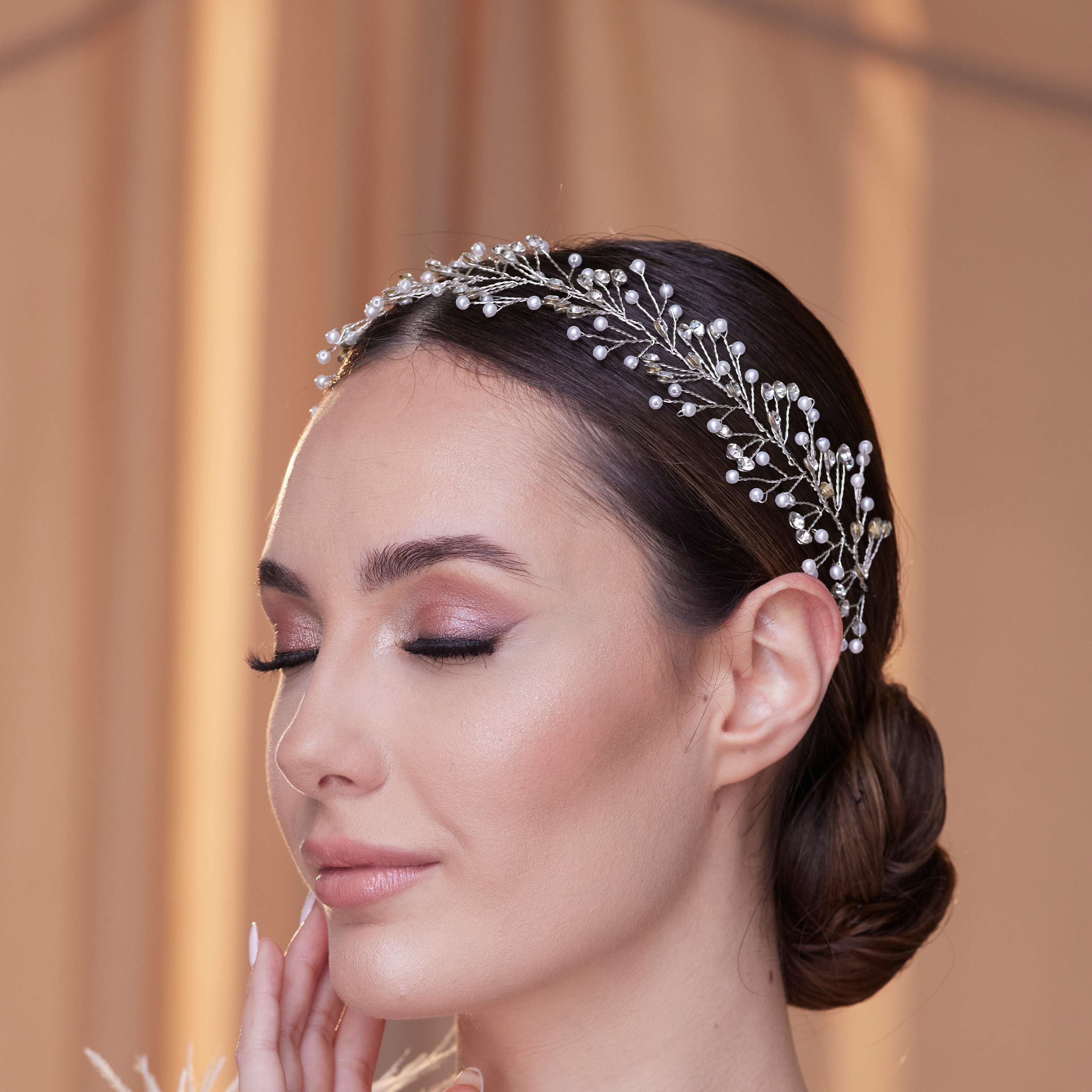 Crystal and Pearl Bridal Hairvine – Bridal Port, view 3