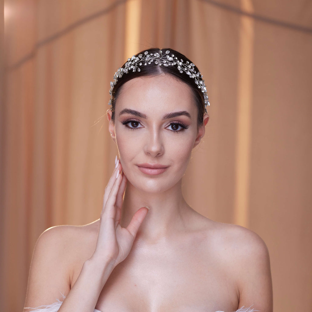 Delicate Crystal Bead and Rhinestone Hair Vine – Bridal Port, view 2