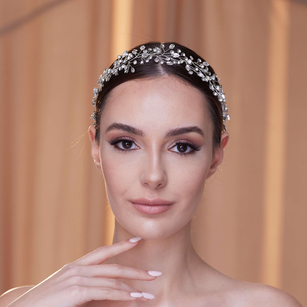 Delicate Crystal Bead and Rhinestone Hair Vine – Bridal Port, view 3