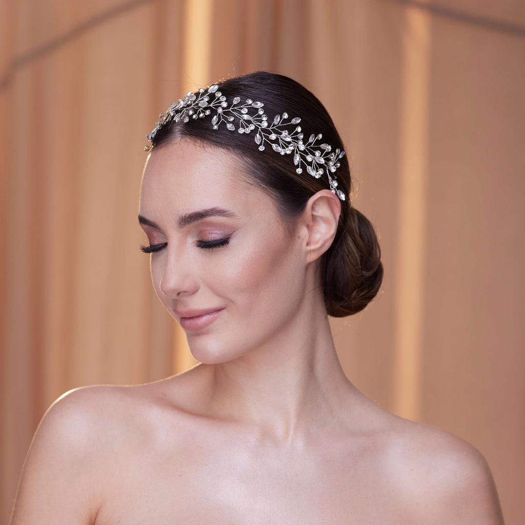 Delicate Crystal Bead and Rhinestone Hair Vine – Bridal Port, view 6