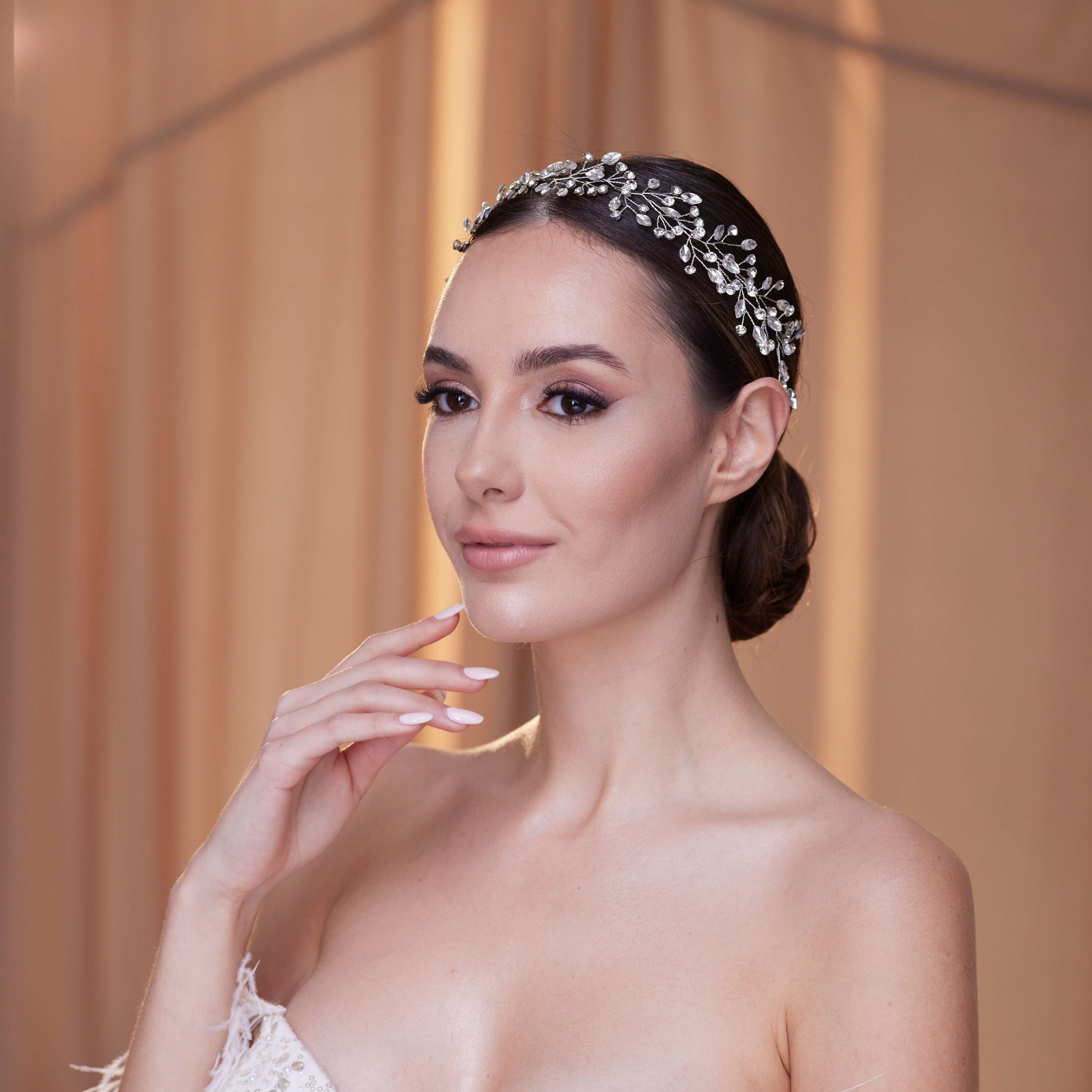 Delicate Crystal Bead and Rhinestone Hair Vine – Bridal Port, view 8