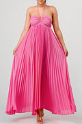 FLOWY SLEEVELESS PLEATED MAXI DRESS