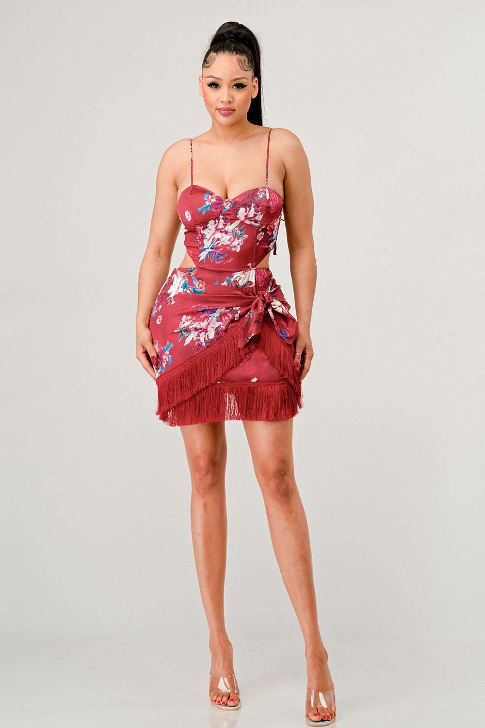 Athina Kimono floral print mini dress