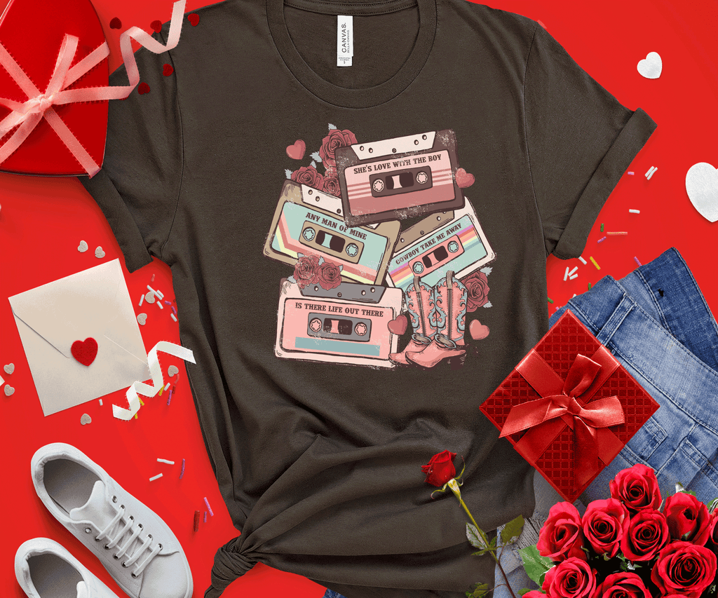 A Blessed Texas Mess Boutique 90's Country Music Vintage Cassetts Tapes, Country Western Valentine… — dtf / graphic shirts category context