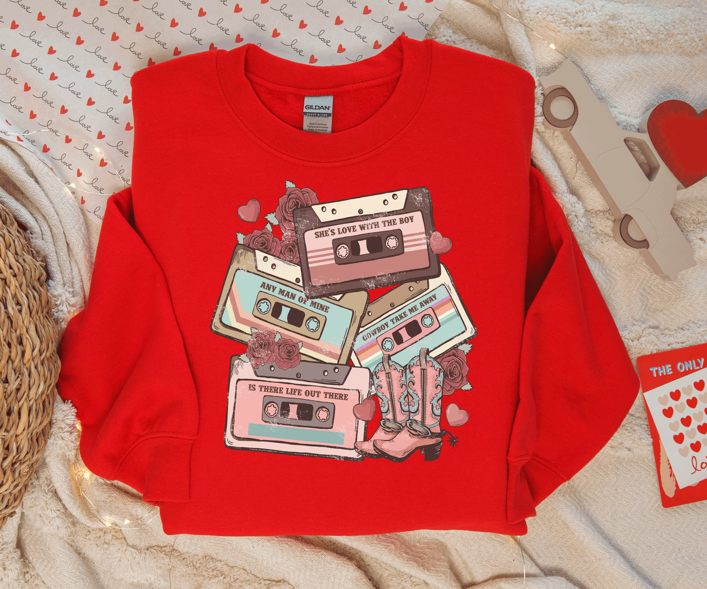 A Blessed Texas Mess Boutique 90's Country Music Vintage Cassetts Tapes, Country Western Valentine… — A Blessed Texas Mess Boutique branding close-up