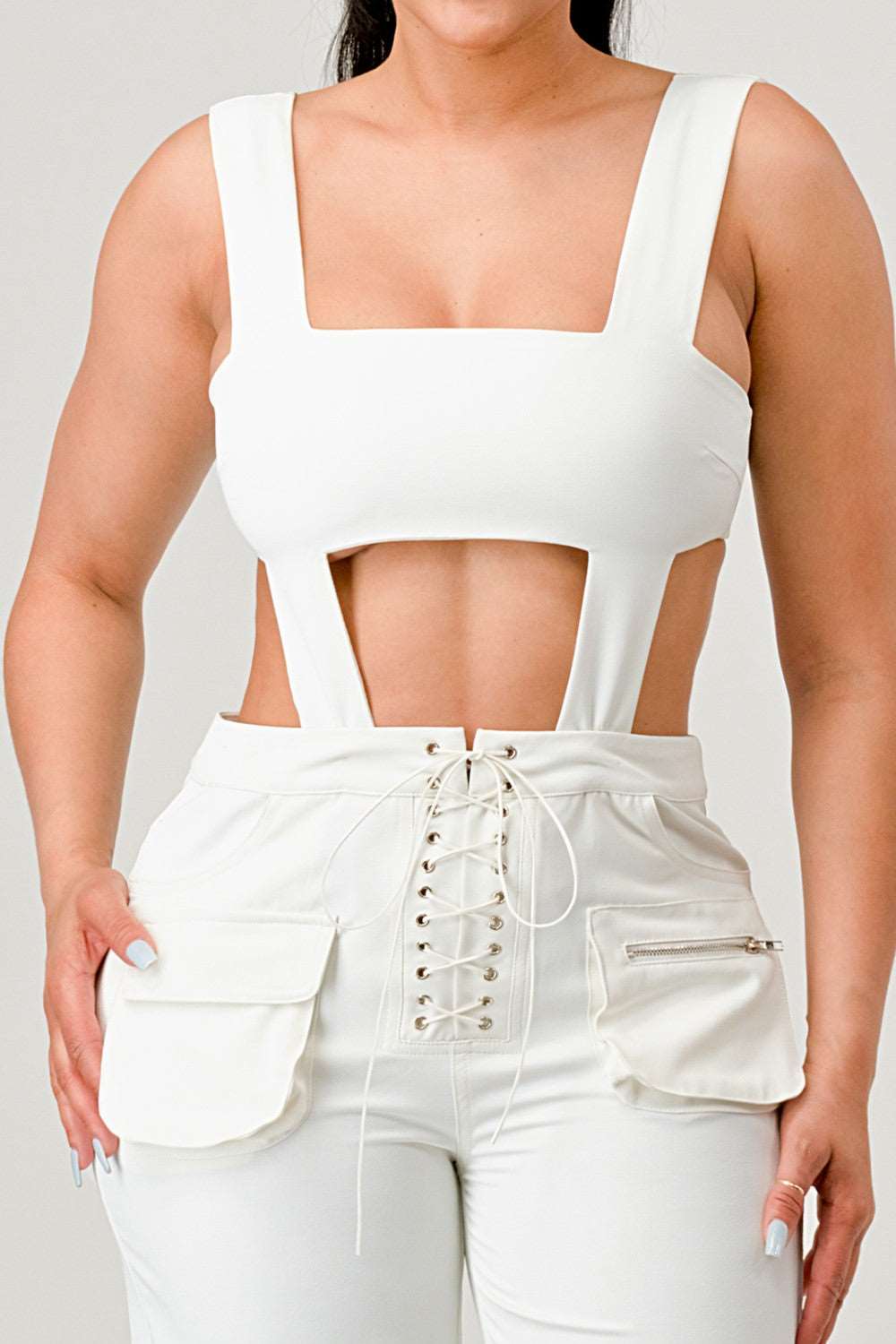 classic white cut out matching set