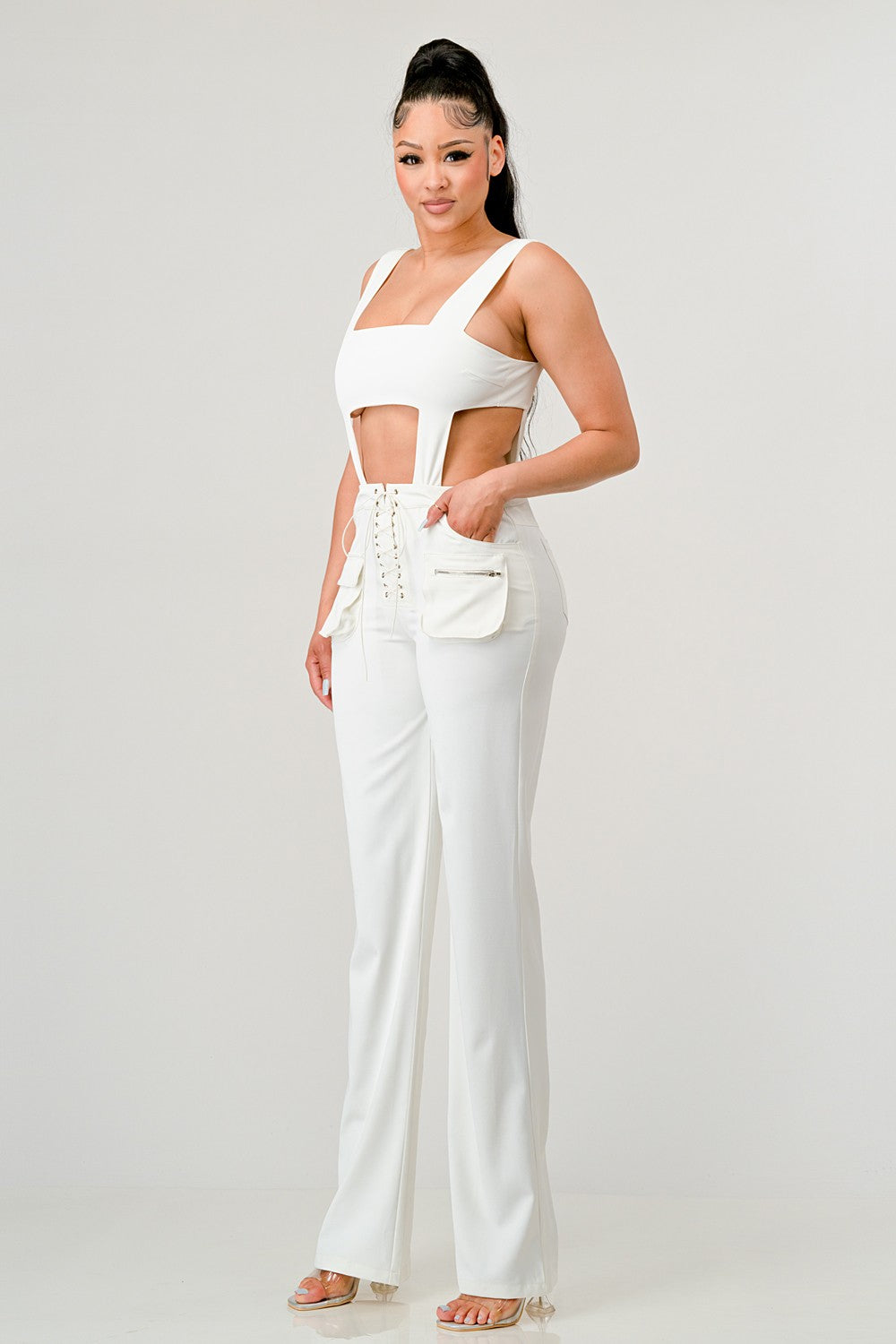 classic white cut out matching set
