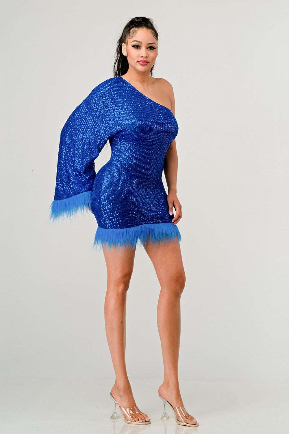 Azure Allure One-Shoulder Dress