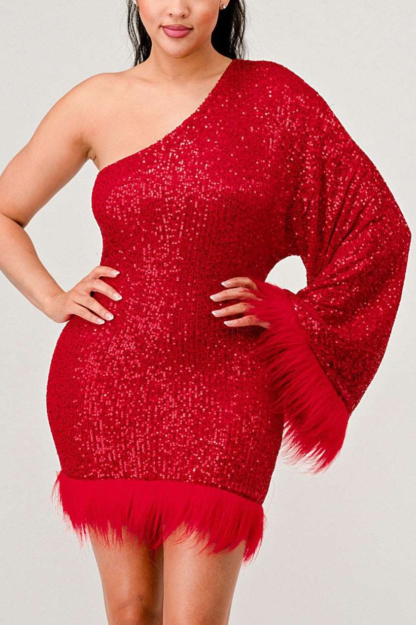 Azure Allure One-Shoulder Dress