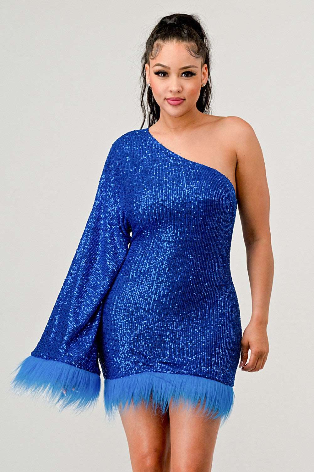 Azure Allure One-Shoulder Dress