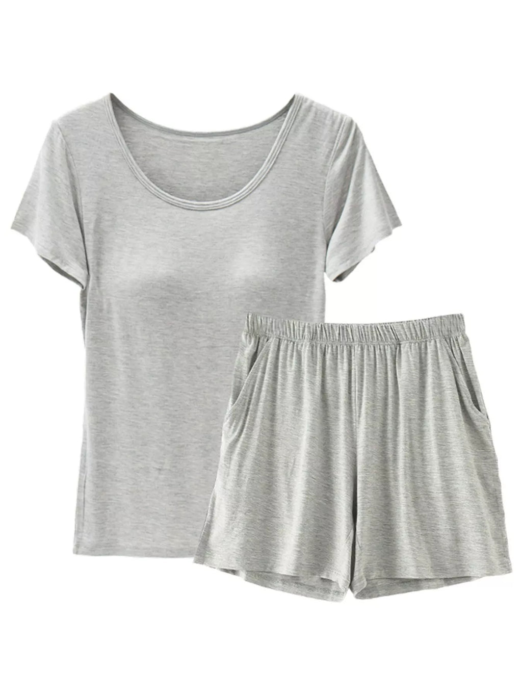 Plus Size Padded Modal Short Sleeve T-Shirt and Shorts Set