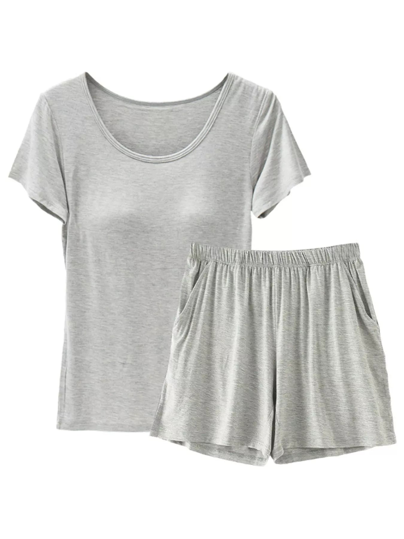 Plus Size Padded Modal Short Sleeve T-Shirt and Shorts Set