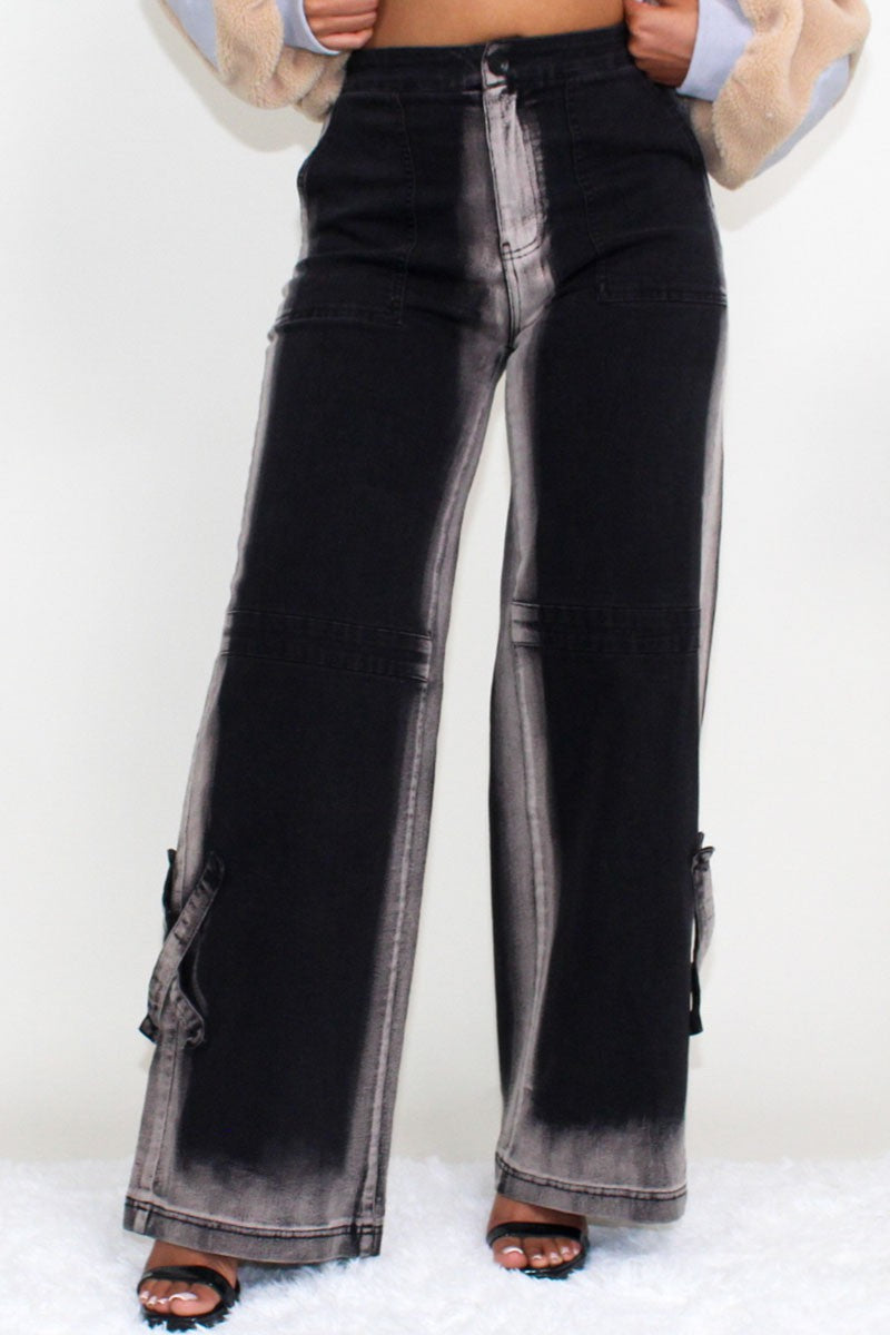 WHIMSY BLACK LINE WASHED CASUAL DENIM JEANS