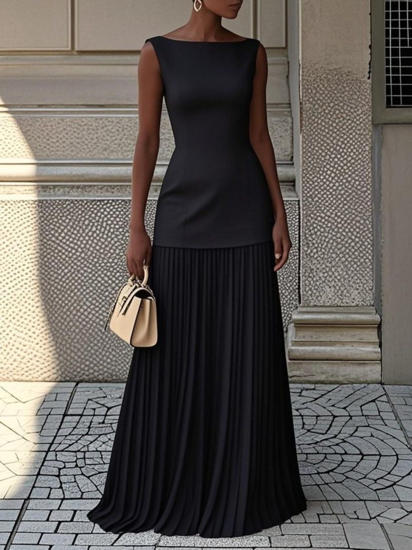 Full Size Sleeveless Top and Pleated Maxi Skirt Set Plus Size